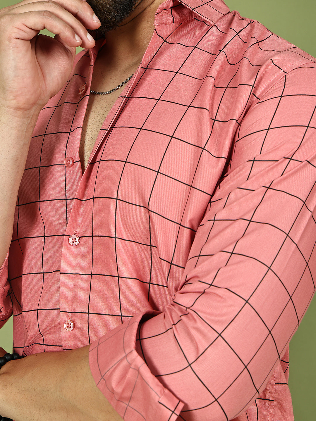 Classic Checked Shirt for Men ( RDSH 018Peach )