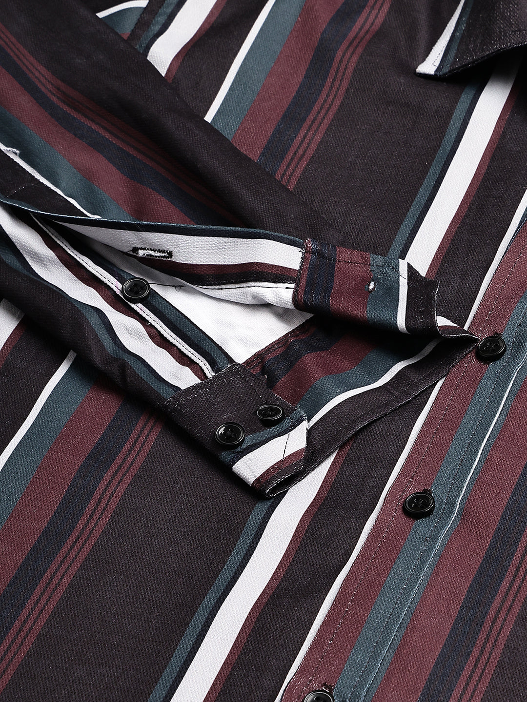 Vertical Stripe Cotton Blend Casual Shirt ( RDSH 026Coffee )