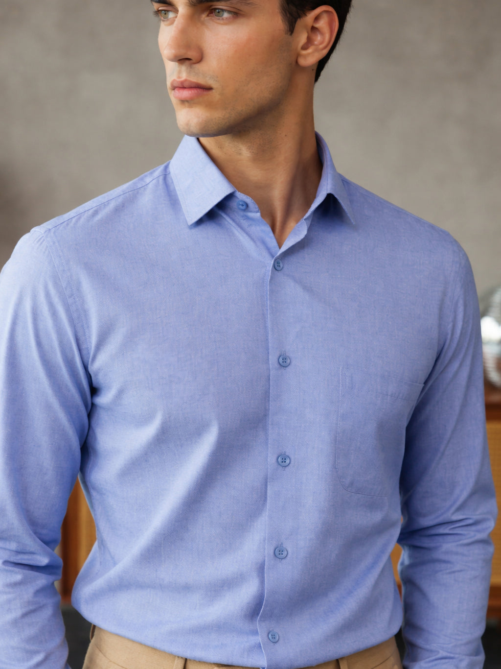 Men’s Soft Cotton Blend Blue Shirt ( RDSH 035Blue )