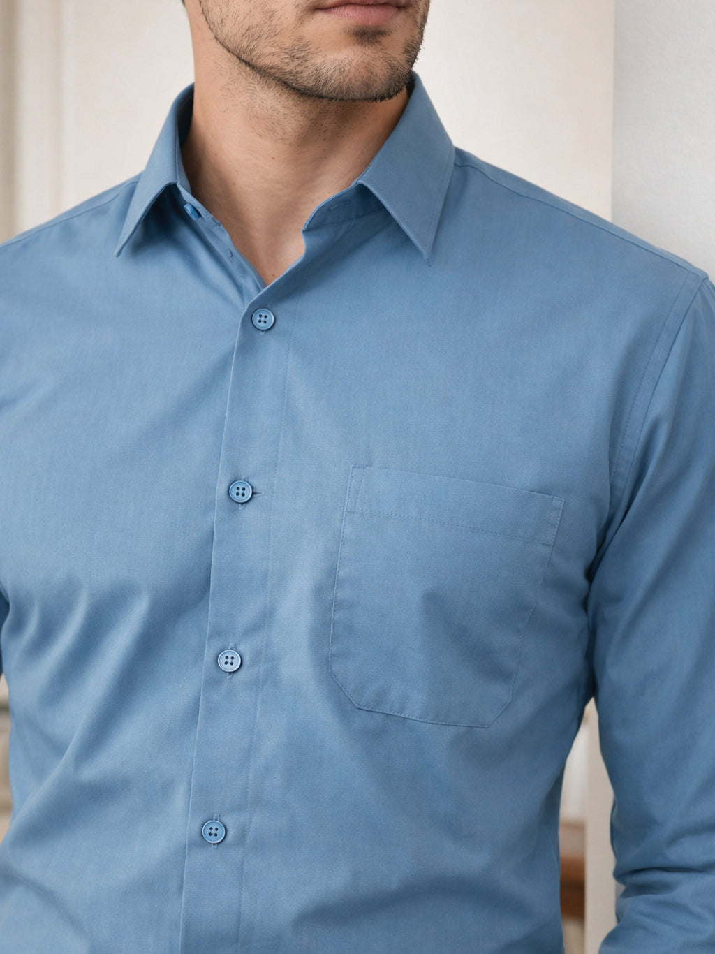 Men’s Classic Solid Casual Wear Shirt ( RDSH 037Blue )