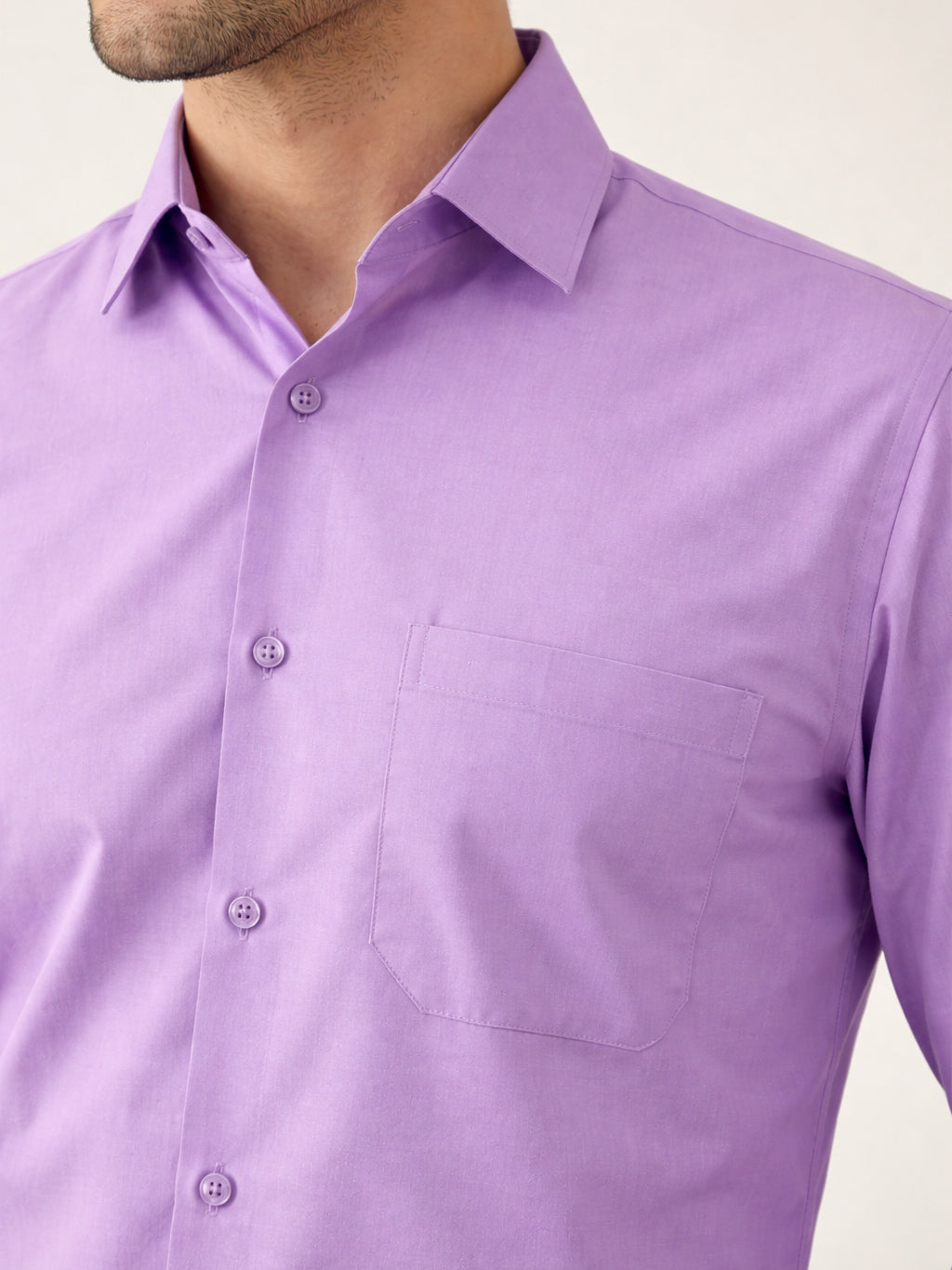 Men Cotton Blend Solid Smart Office Formal Shirt ( RDSH 038Light-Purple )