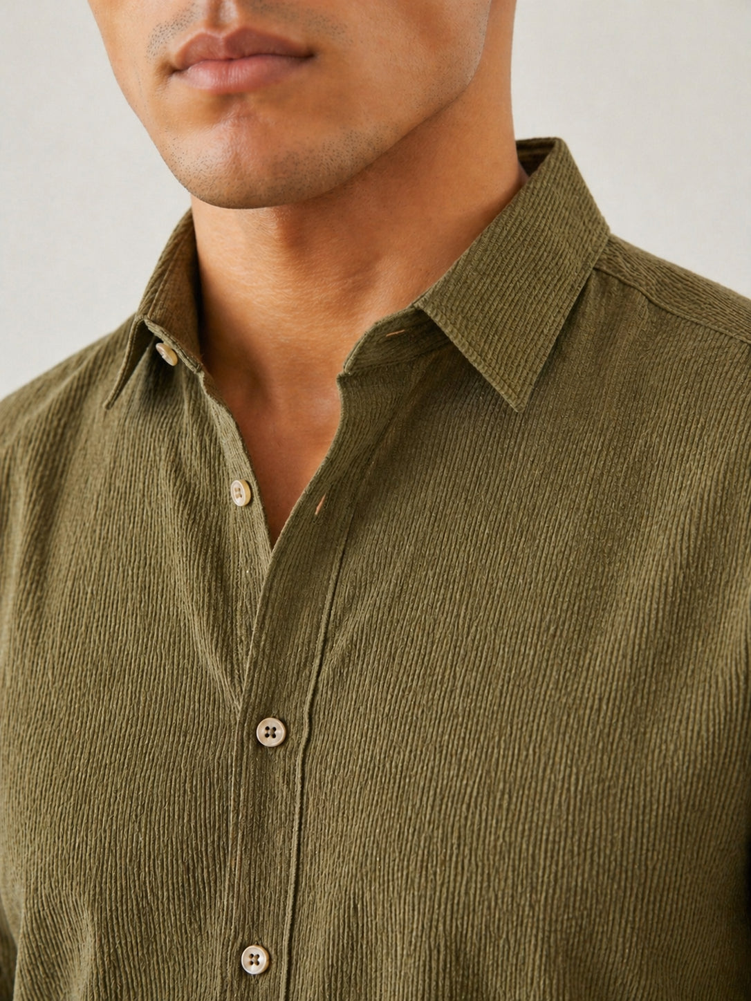 Men Standard Corduroy Cotton Shirt ( RDSH 045Olive )