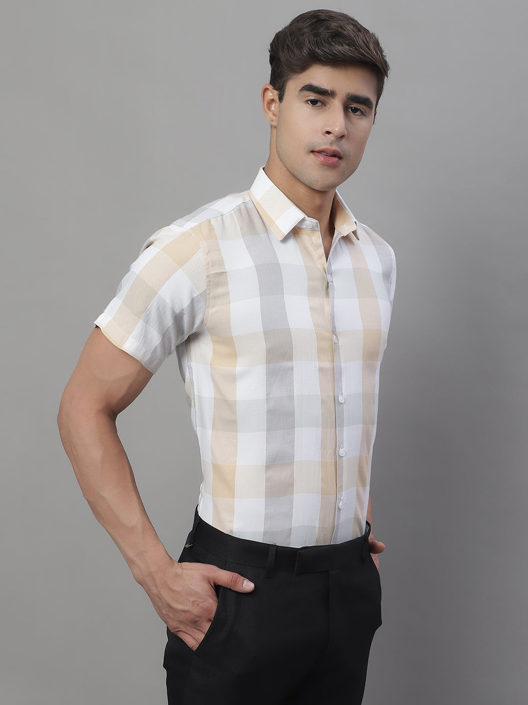 Men's Pure Cotton Checked Formal Shirts