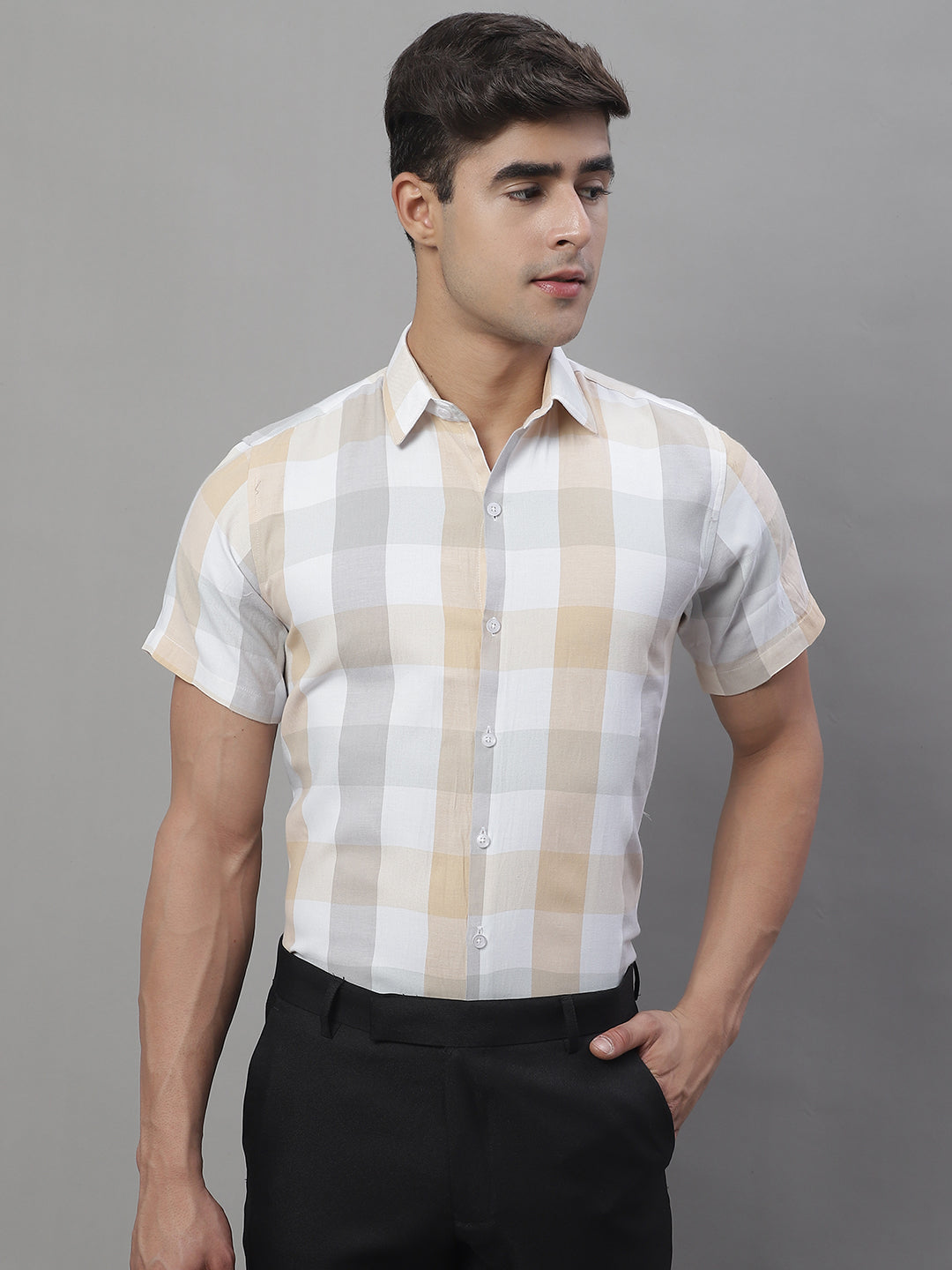 Men's Pure Cotton Checked Formal Shirts