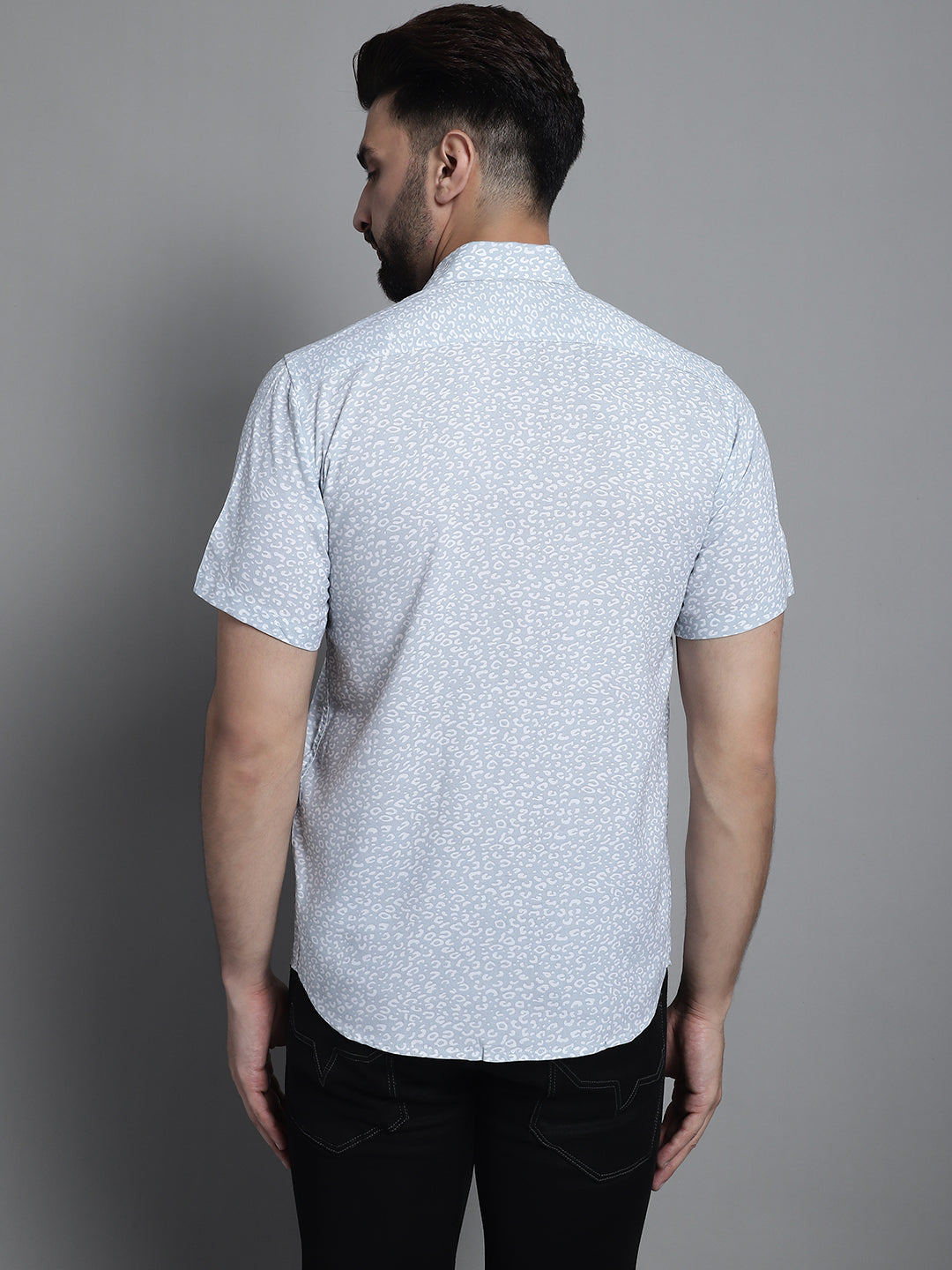 Men's Printed Formal Shirt ( SF 880Light-Grey )