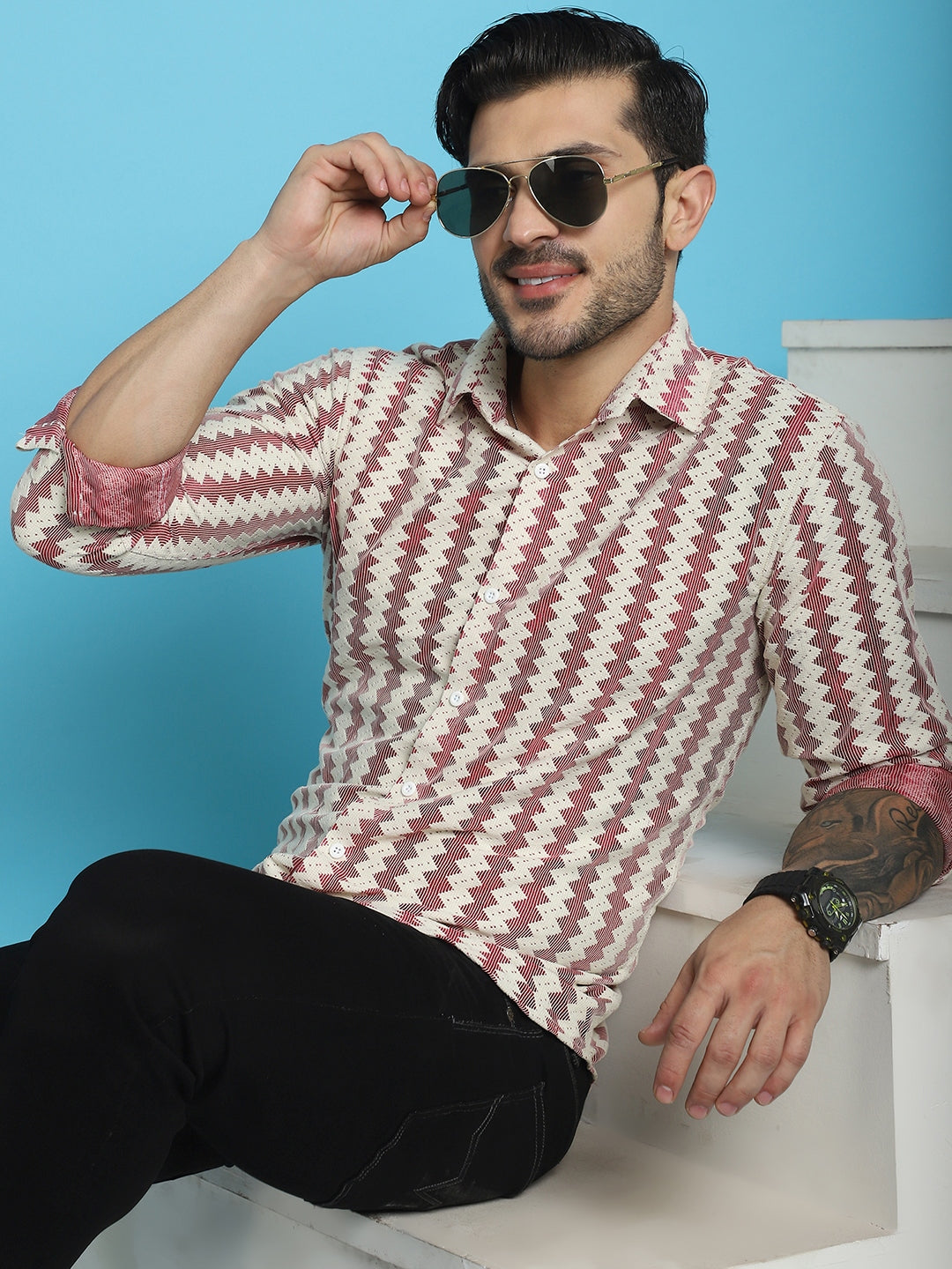 Woven Design Cotton Shirt for Men