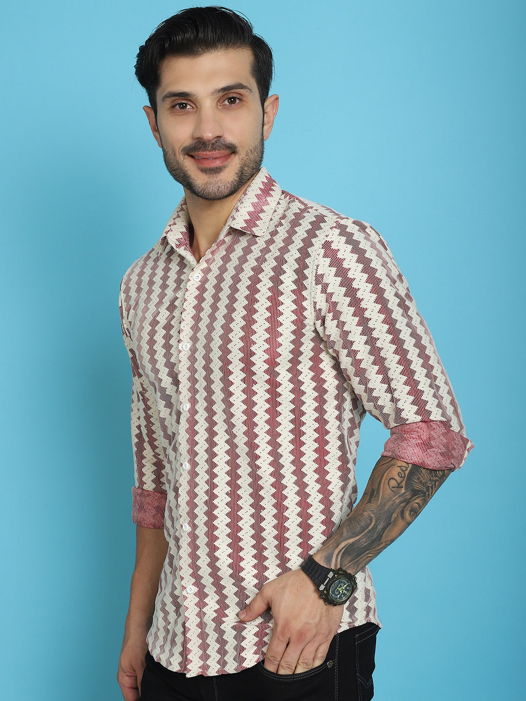 Woven Design Cotton Shirt for Men