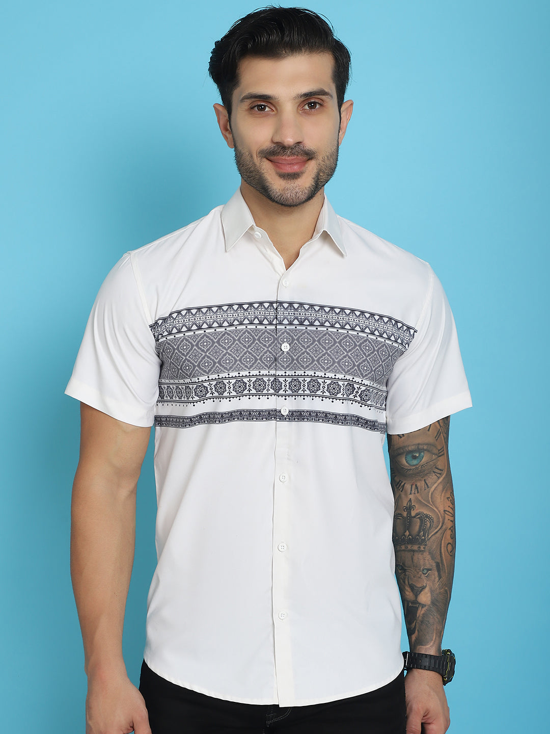 Printed Half Sleeve Lycra Shirt for Men