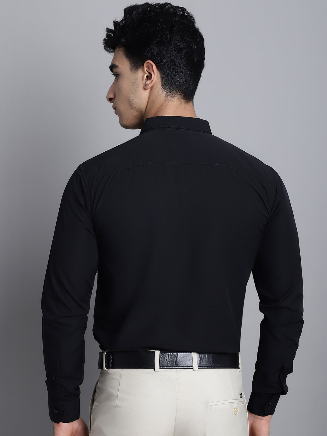 Indian Needle Men's Cotton Solid Black Formal Shirt's ( SF 361Black )