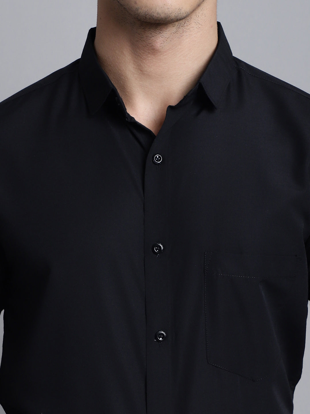 Indian Needle Men's Cotton Solid Black Formal Shirt's ( SF 361Black )