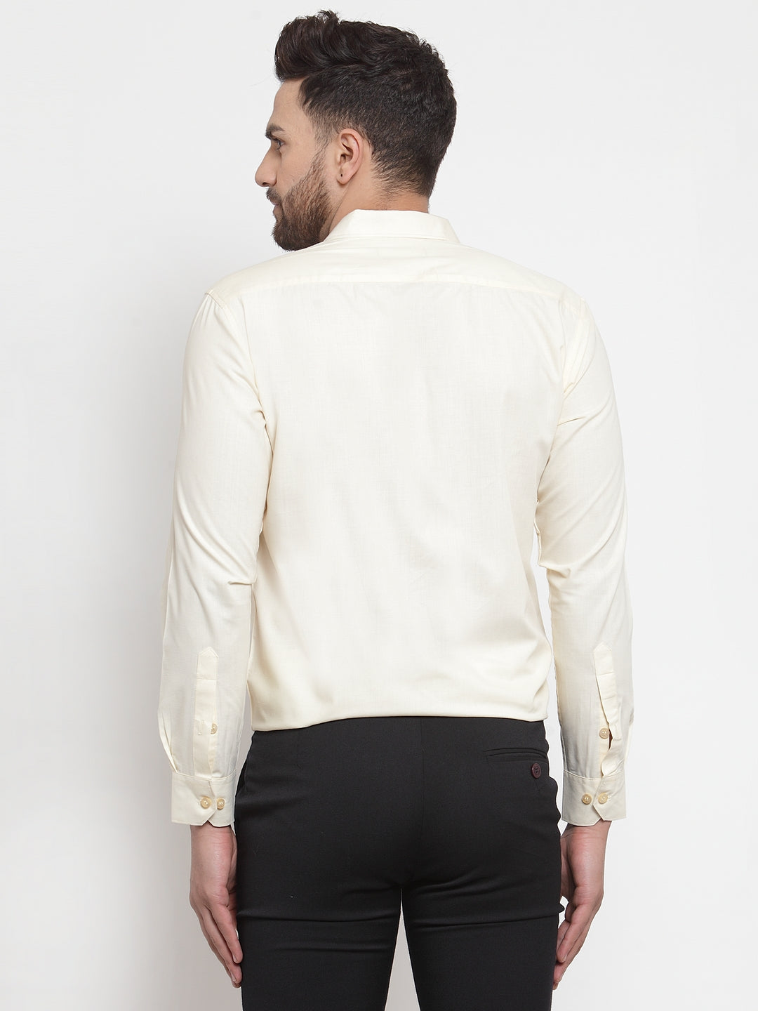 Indian Needle Men's Cotton Solid Cream Formal Shirt's ( SF 361Cream )