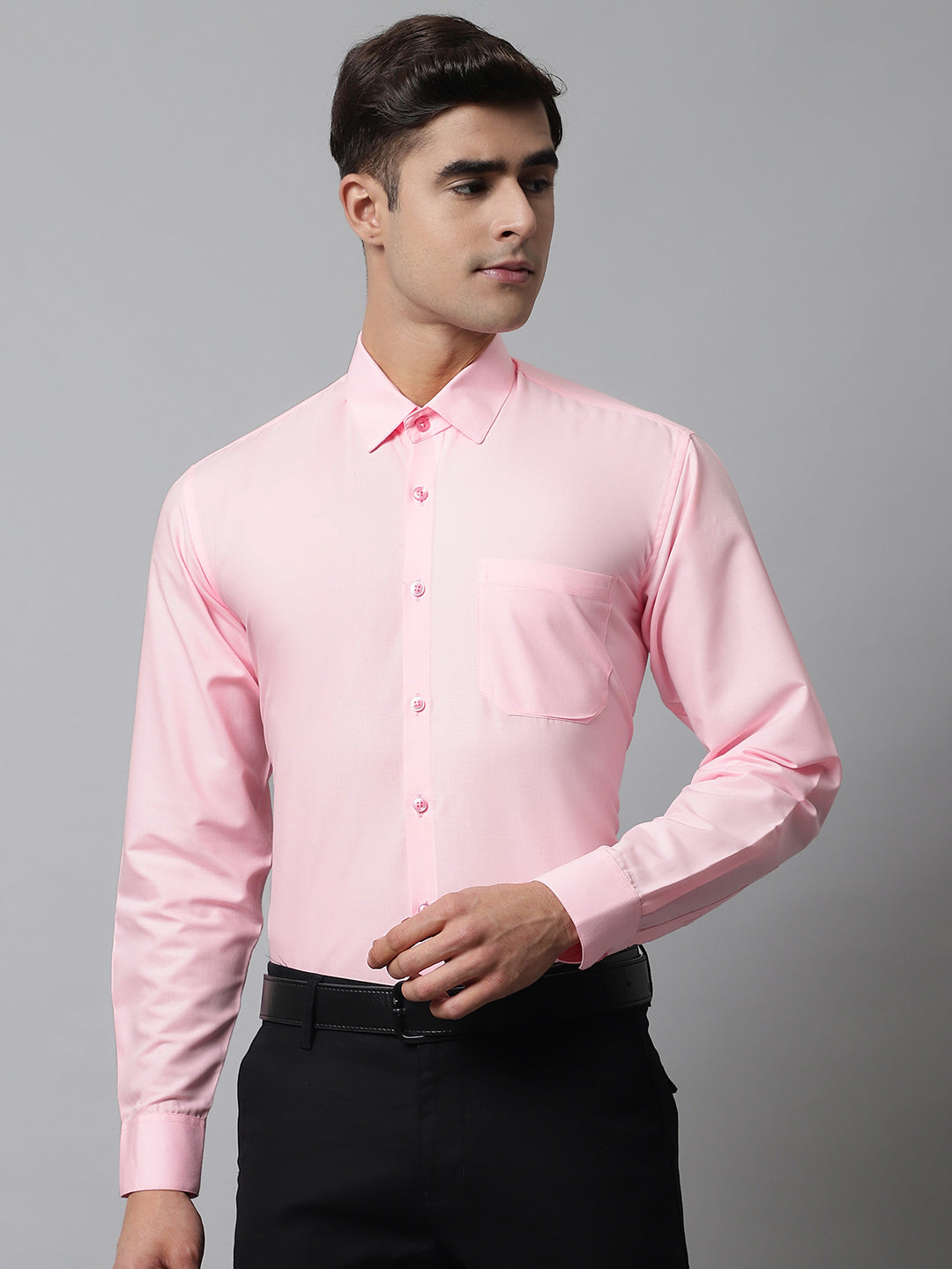 Indian Needle Men's Cotton Solid Light Pink Formal Shirt's ( SF 361Light-Pink )
