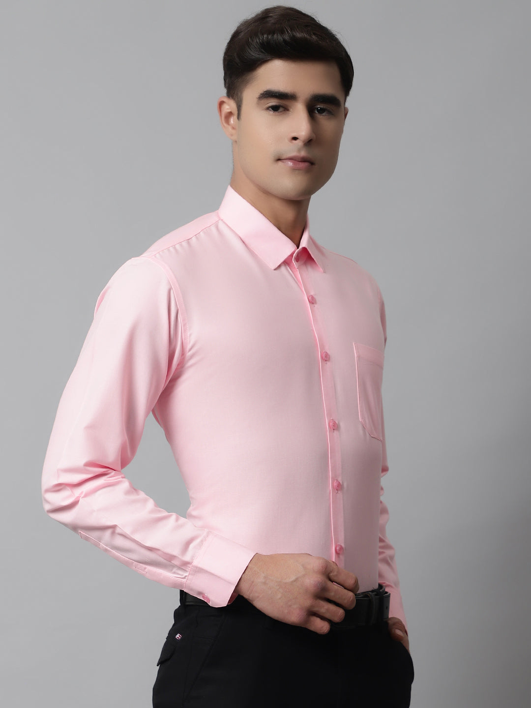 Indian Needle Men's Cotton Solid Light Pink Formal Shirt's ( SF 361Light-Pink )
