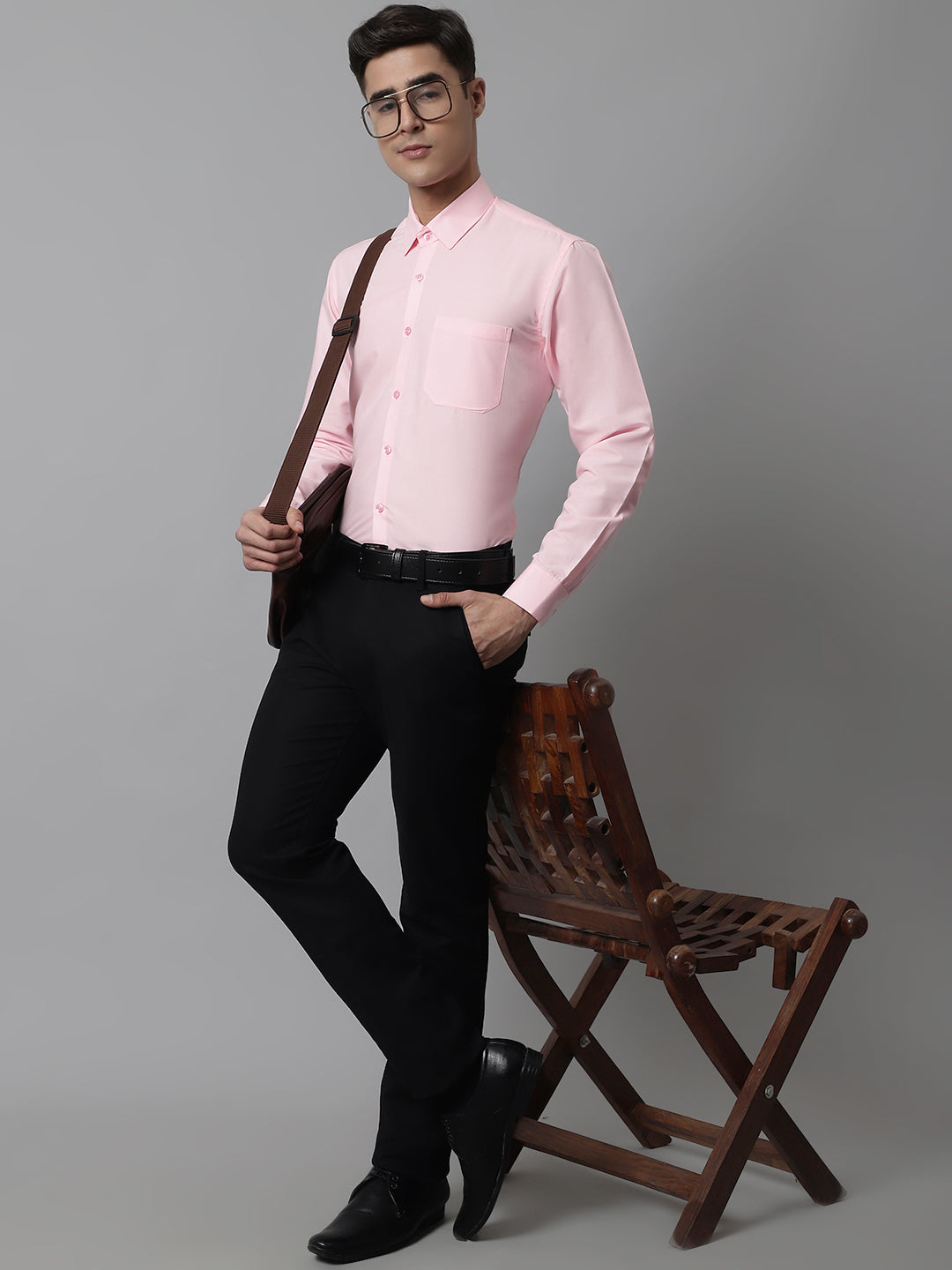 Indian Needle Men's Cotton Solid Light Pink Formal Shirt's ( SF 361Light-Pink )