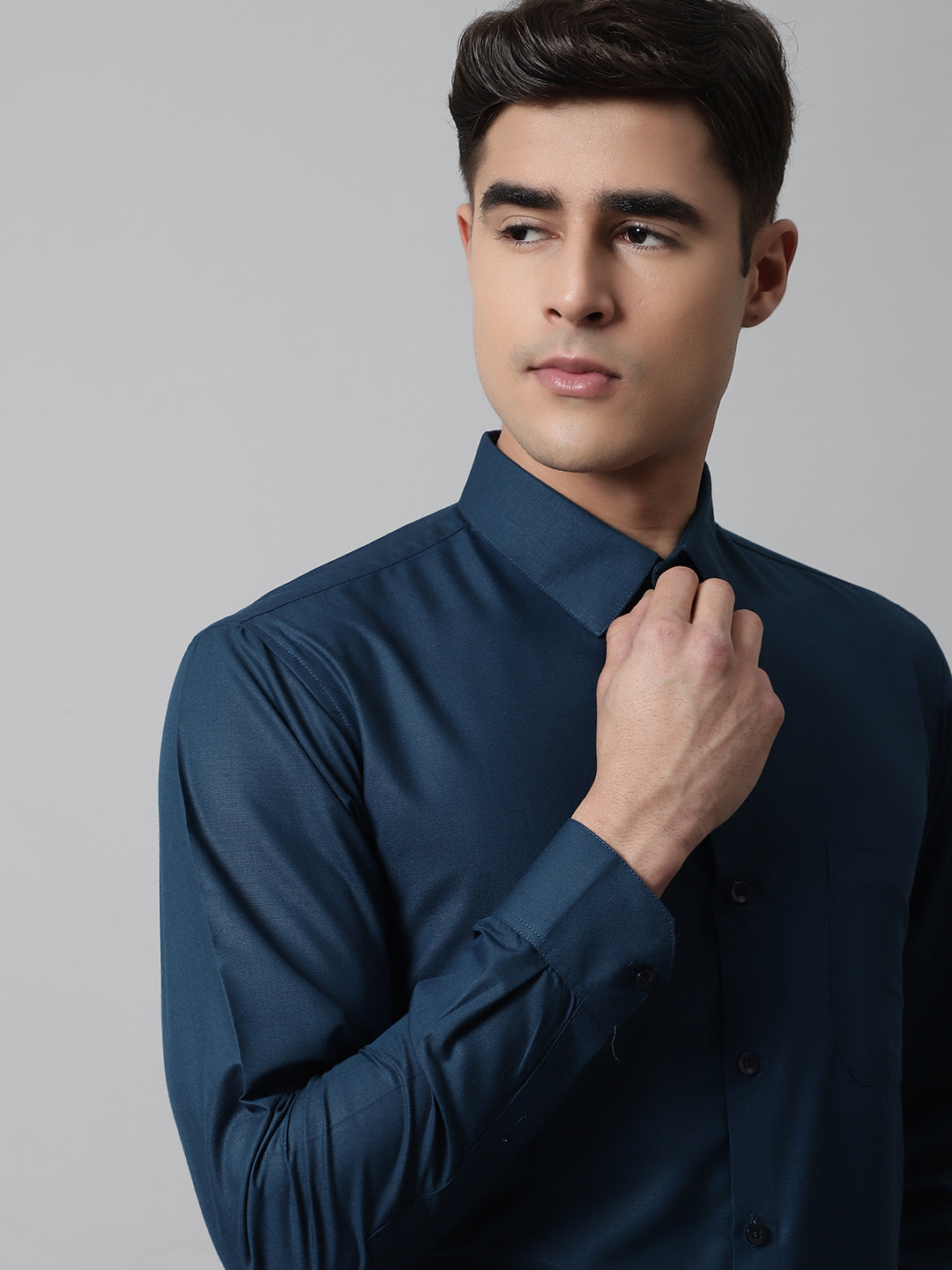 Indian Needle Men's Cotton Solid Teal Blue Formal Shirt's ( SF 361Teal )