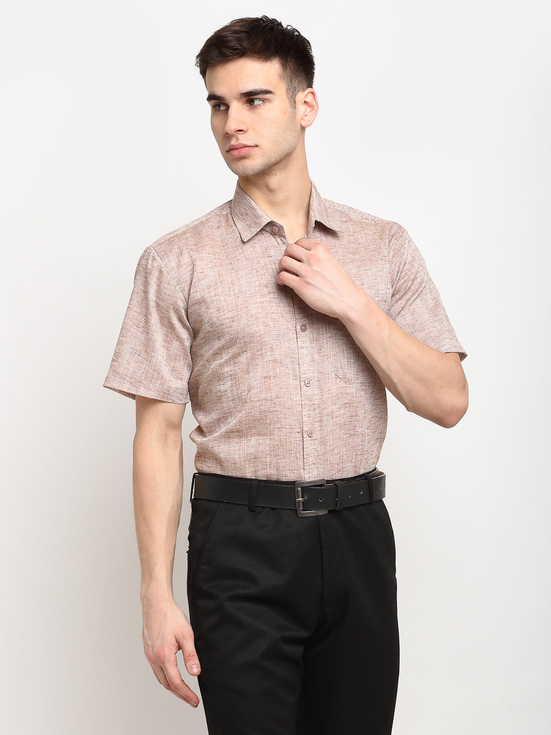 Indian Needle Rust Men's Solid Cotton Half Sleeves Formal Shirt ( SF 783Rust )