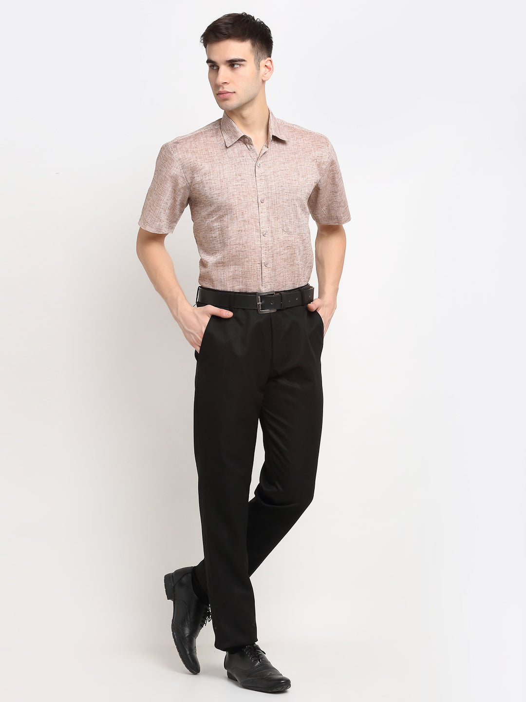 Indian Needle Rust Men's Solid Cotton Half Sleeves Formal Shirt ( SF 783Rust )