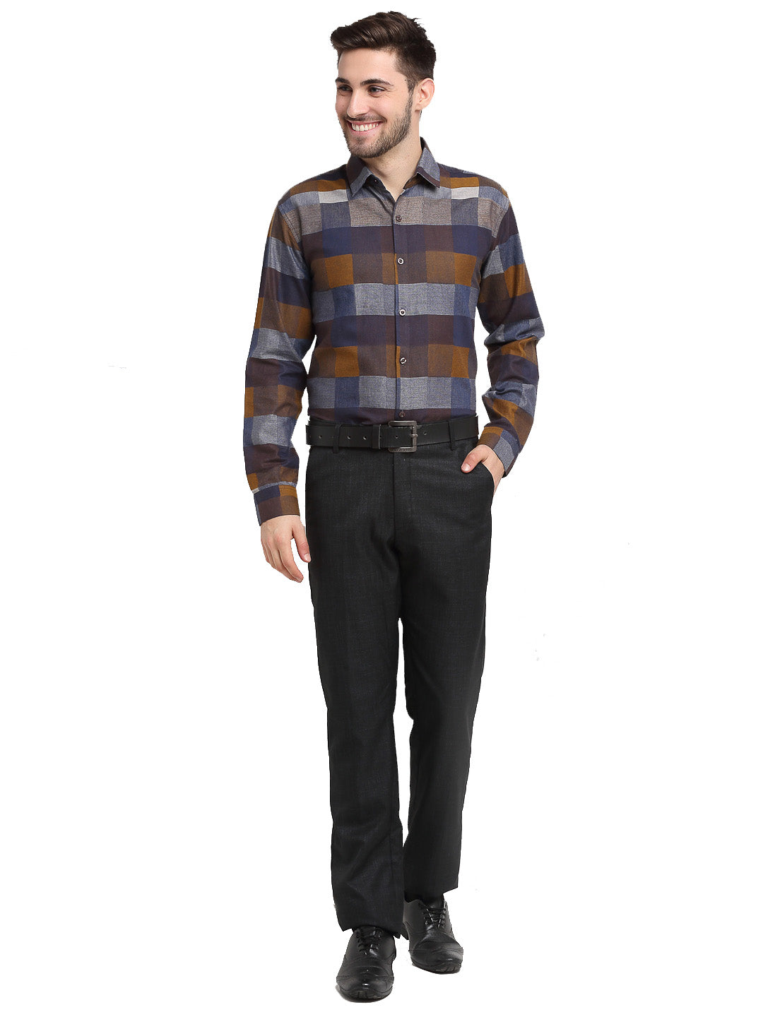Indian Needle Multicolor Men's Checked Cotton Formal Shirt ( SF 787Multi )