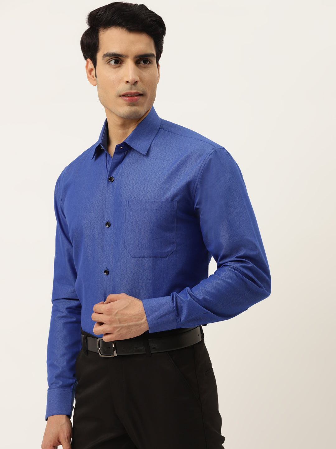 Indian Needle Men's Solid Formal Cotton Shirt ( SF 788Blue )