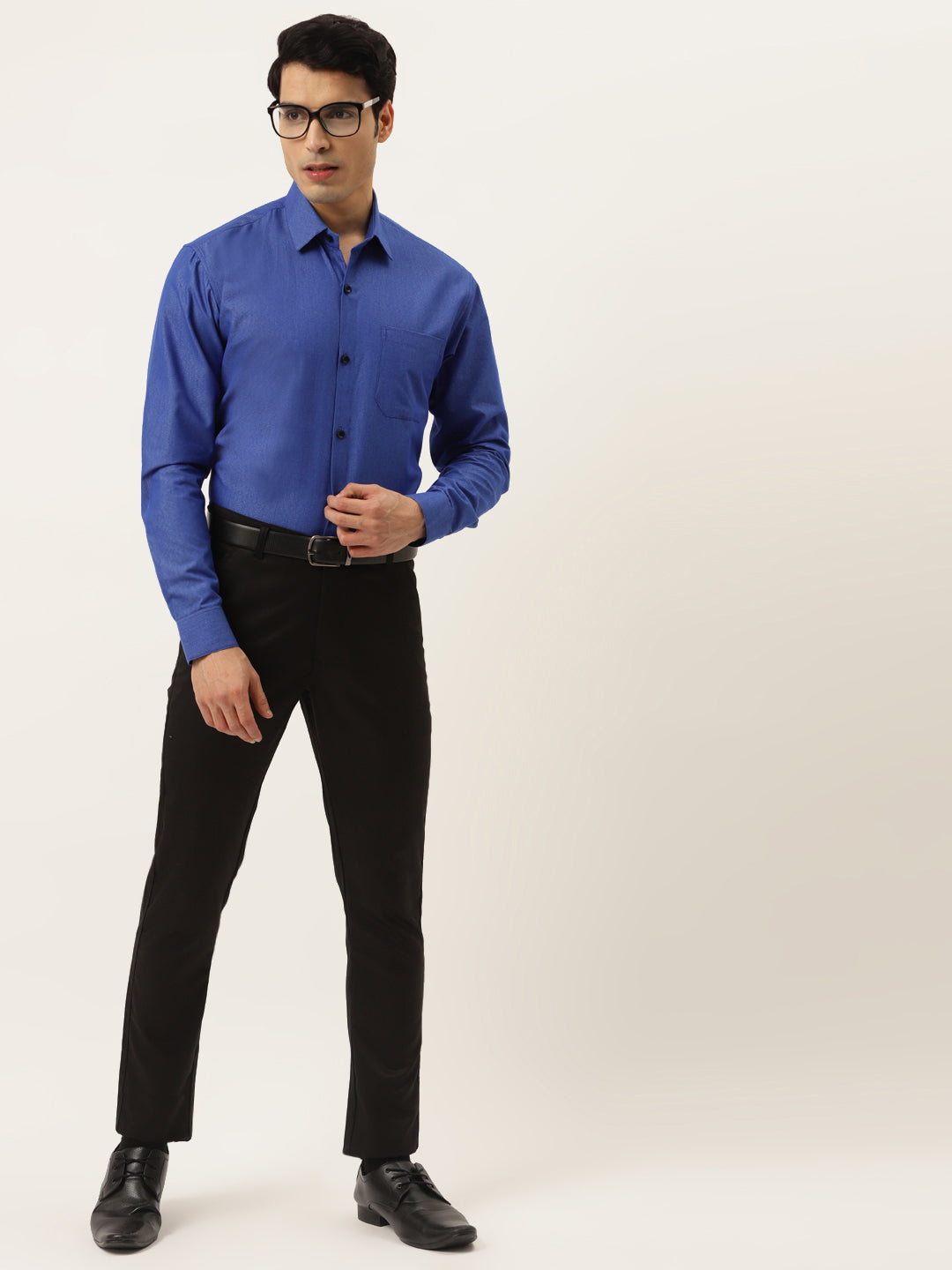 Indian Needle Men's Solid Formal Cotton Shirt ( SF 788Blue )