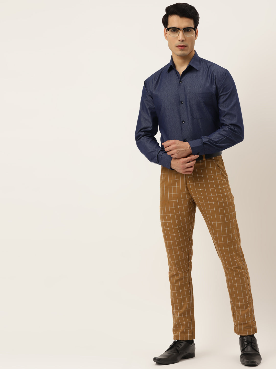 Indian Needle Men's Solid Formal Cotton Shirt ( SF 788Charcoal )