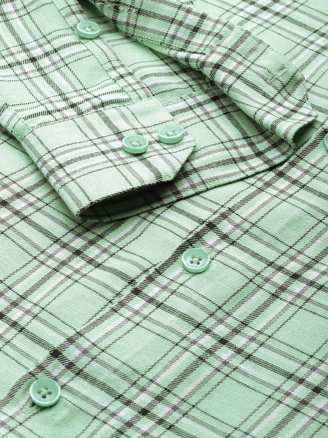 Indian Needle Men's Cotton Checked Formal Shirts ( SF 791Green )