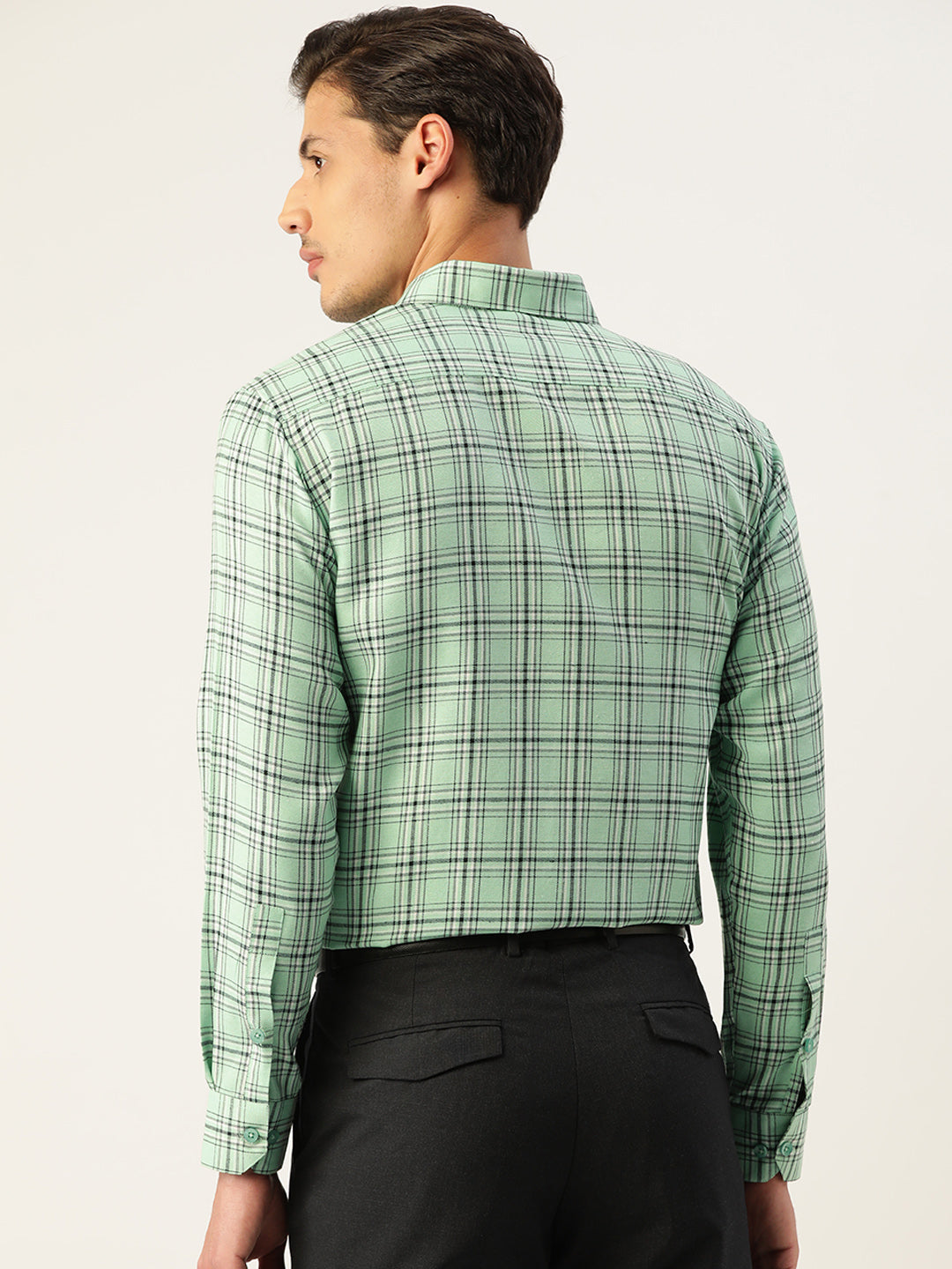 Indian Needle Men's Cotton Checked Formal Shirts ( SF 791Green )
