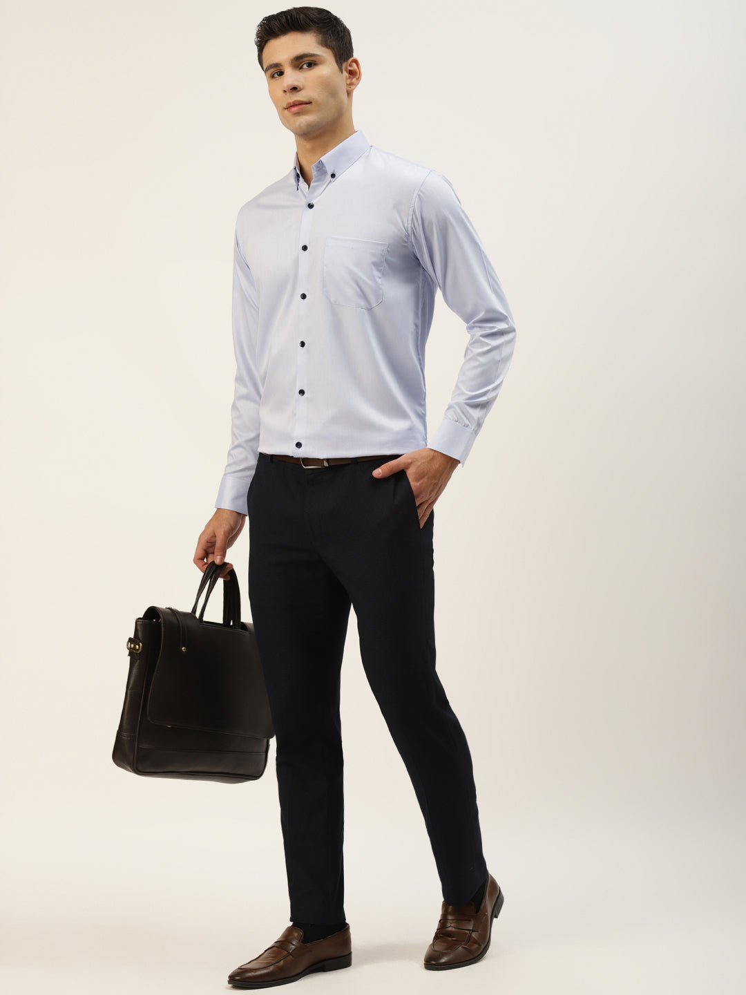 Indian Needle Men's Solid Formal Cotton Shirt ( SF 792Sky )