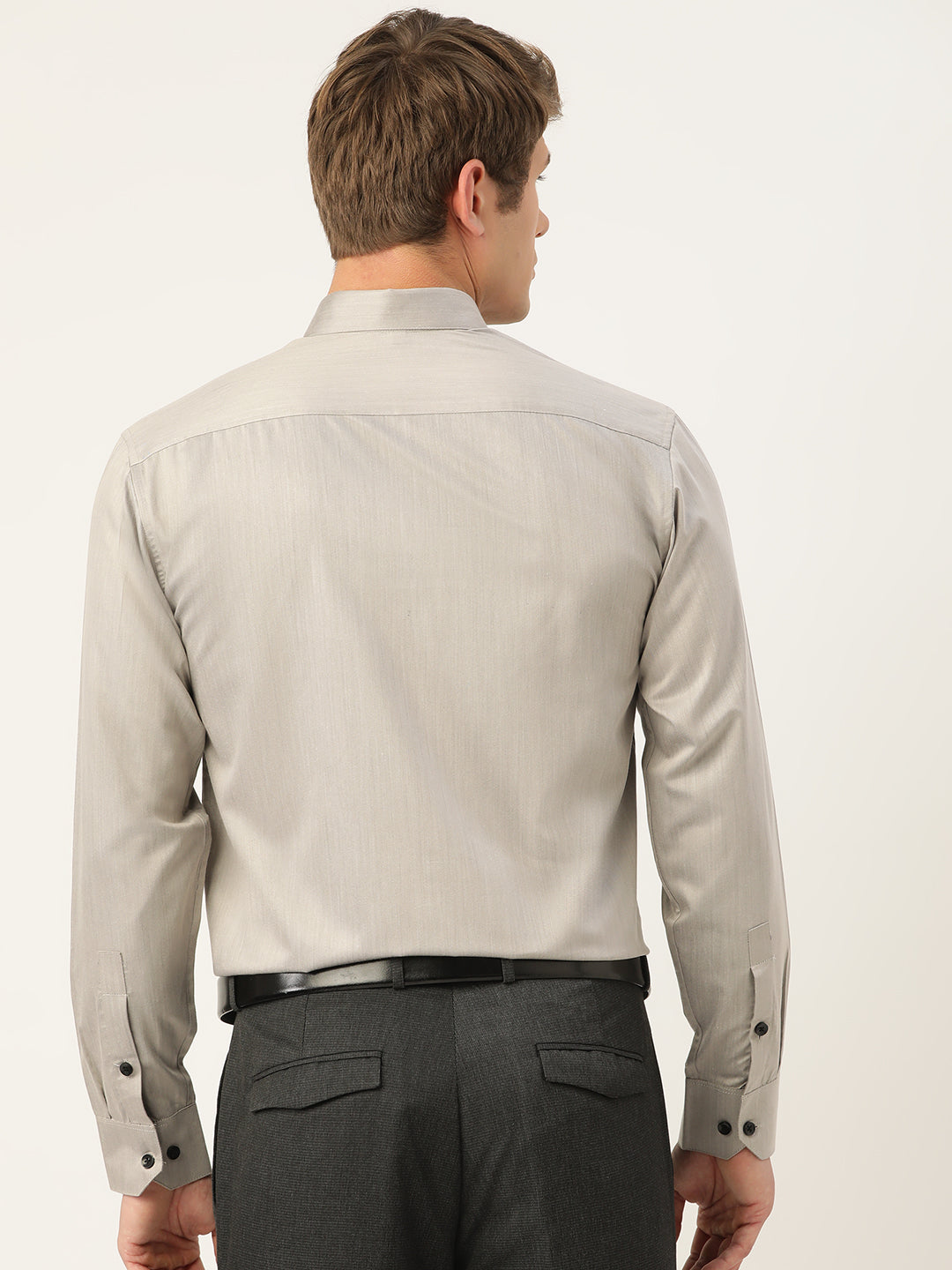 Indian Needle Men's Solid Formal Cotton Shirt ( SF 792Steel-Grey )