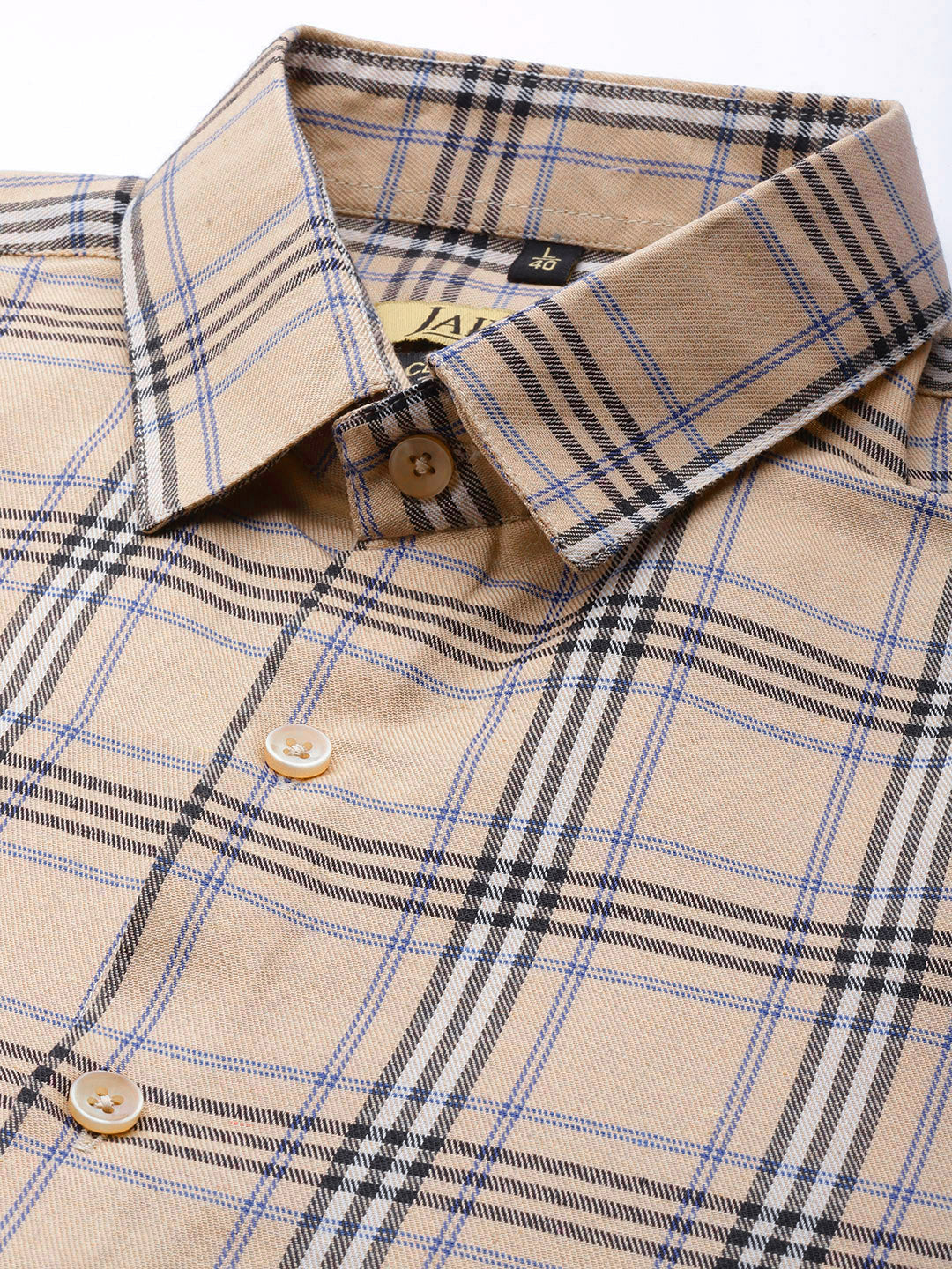 Indian Needle Men's Cotton Checked Formal Shirts ( SF 793Brown )