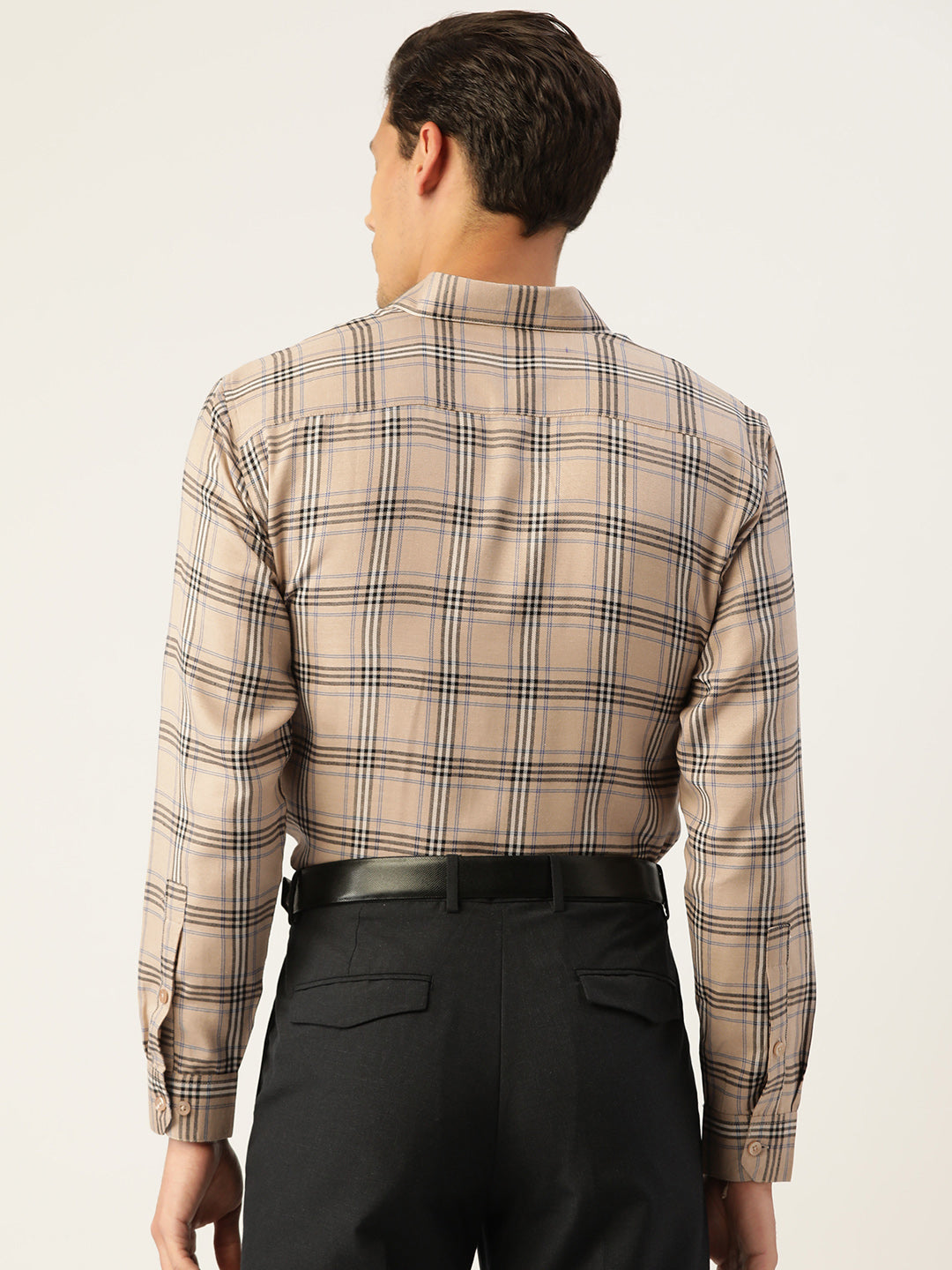 Indian Needle Men's Cotton Checked Formal Shirts ( SF 793Brown )