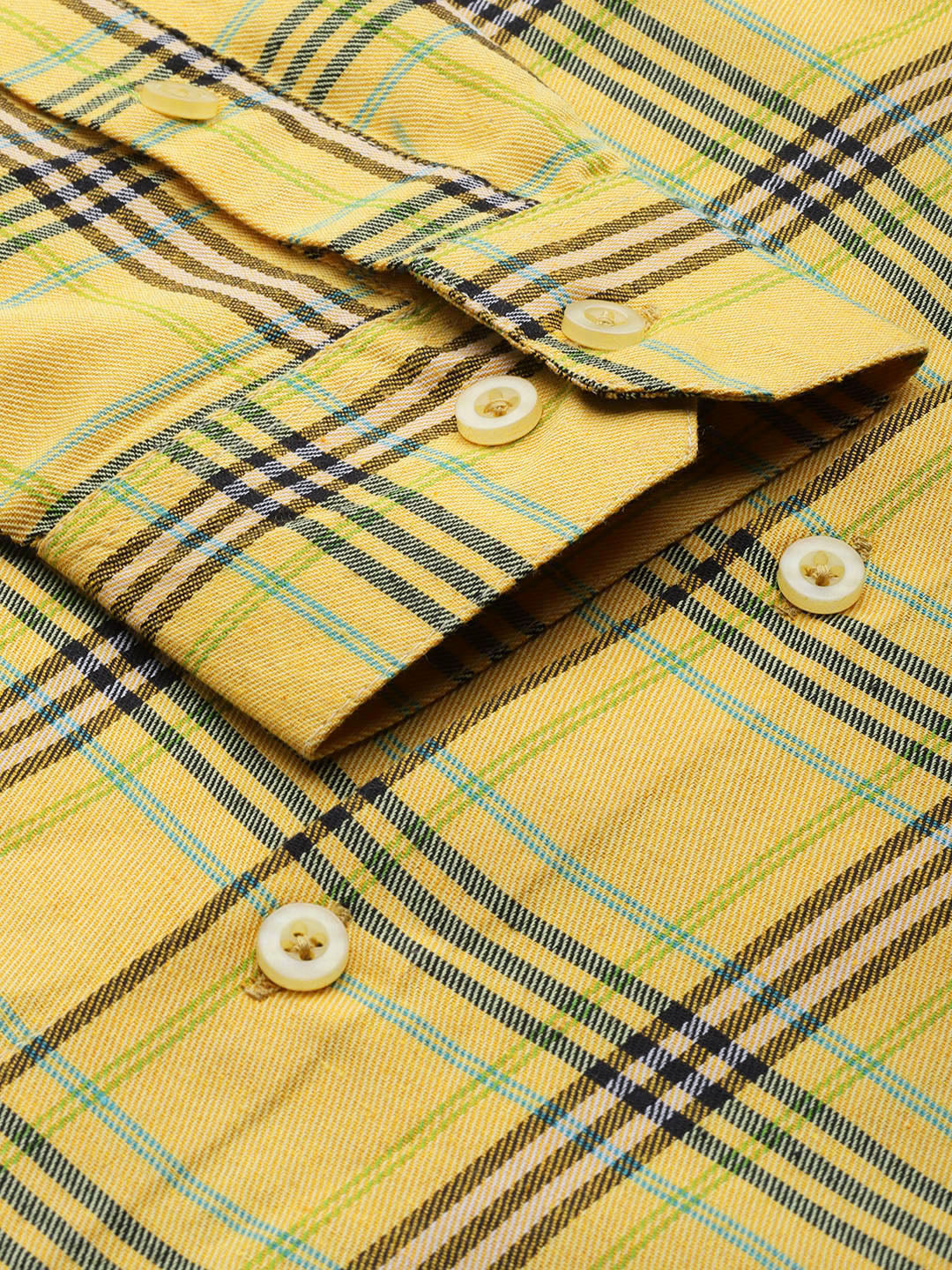 Indian Needle Men's Cotton Checked Formal Shirts ( SF 793Yellow )