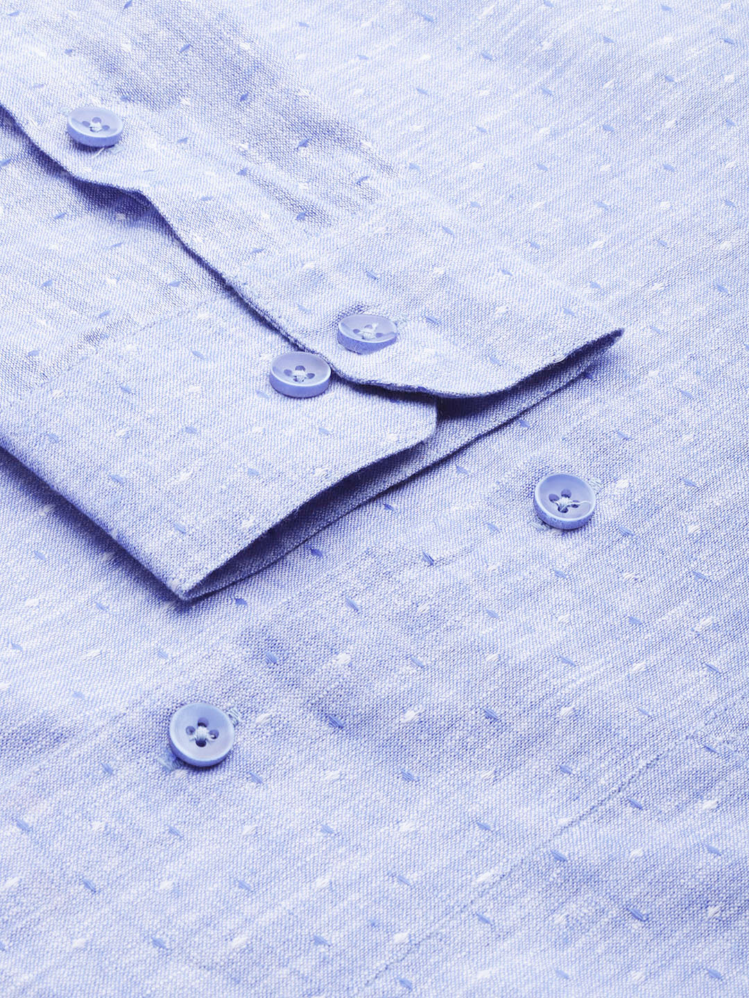 Indian Needle Men's Linen Cotton Polka Dots Formal Shirts ( SF 794Blue )