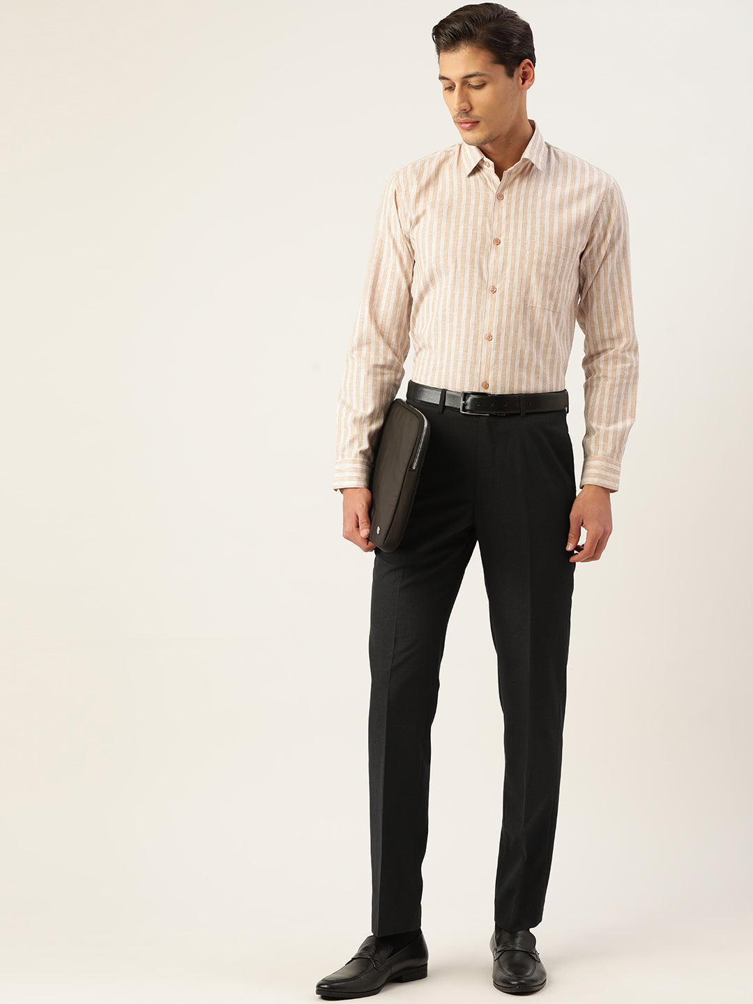 Indian Needle Men's Cotton Striped Formal Shirts ( SF 795Beige )