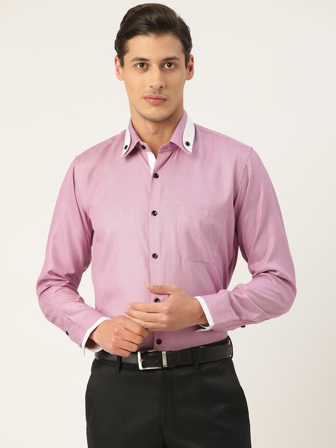 Indian Needle Men's Cotton Solid Formal Shirts ( SF 796Purple )