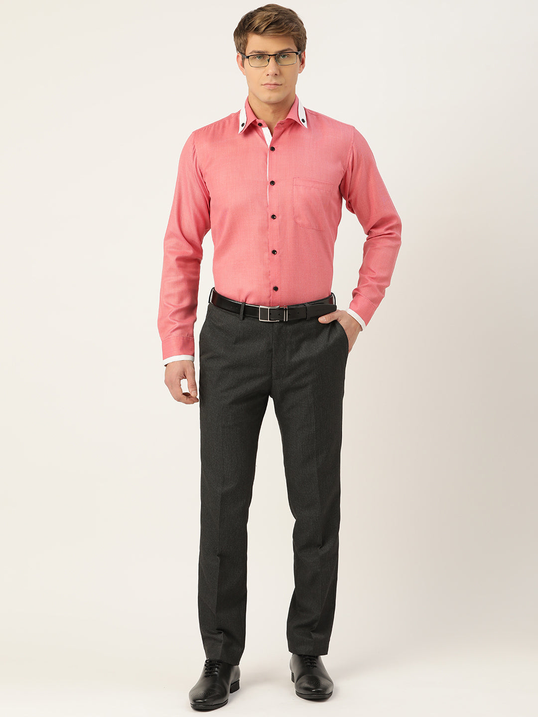 Indian Needle Men's Cotton Solid Formal Shirts ( SF 796Red )