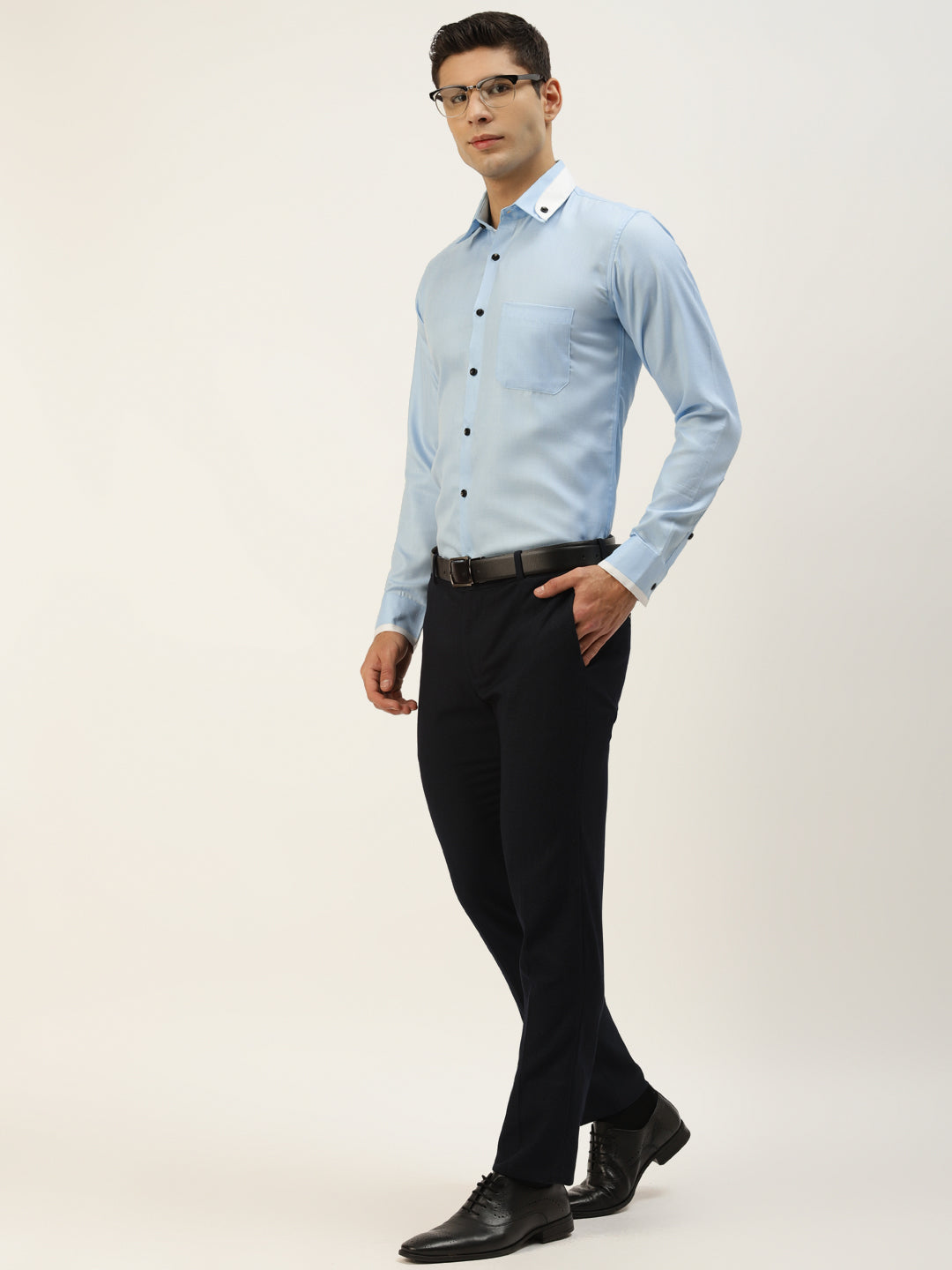 Indian Needle Men's Cotton Solid Formal Shirts ( SF 796Sky )