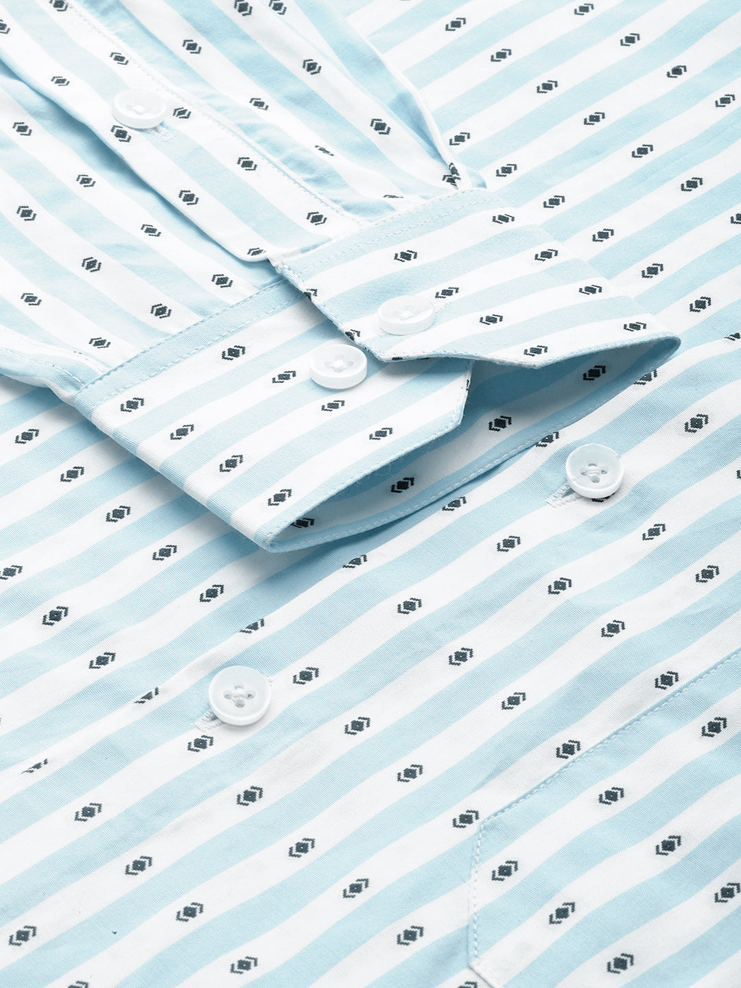 Indian Needle Men's Cotton Striped Formal Shirts ( SF 801Sky )