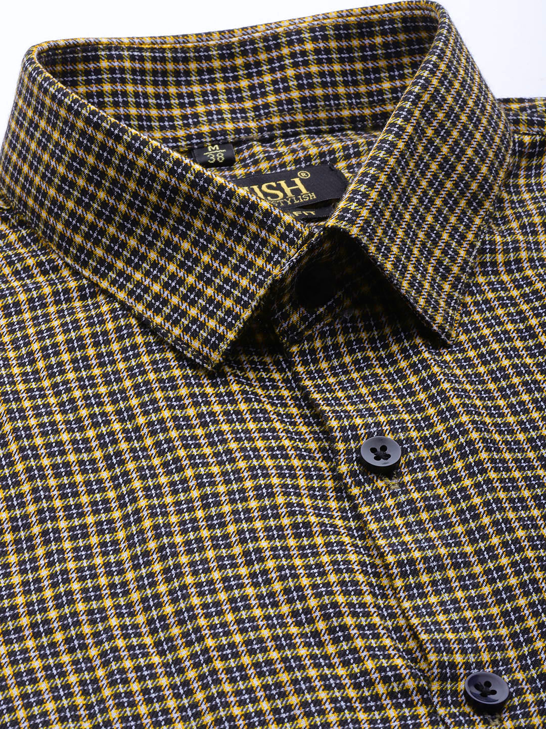 Indian Needle Men's Cotton Checked Formal Shirts ( SF 804Black )