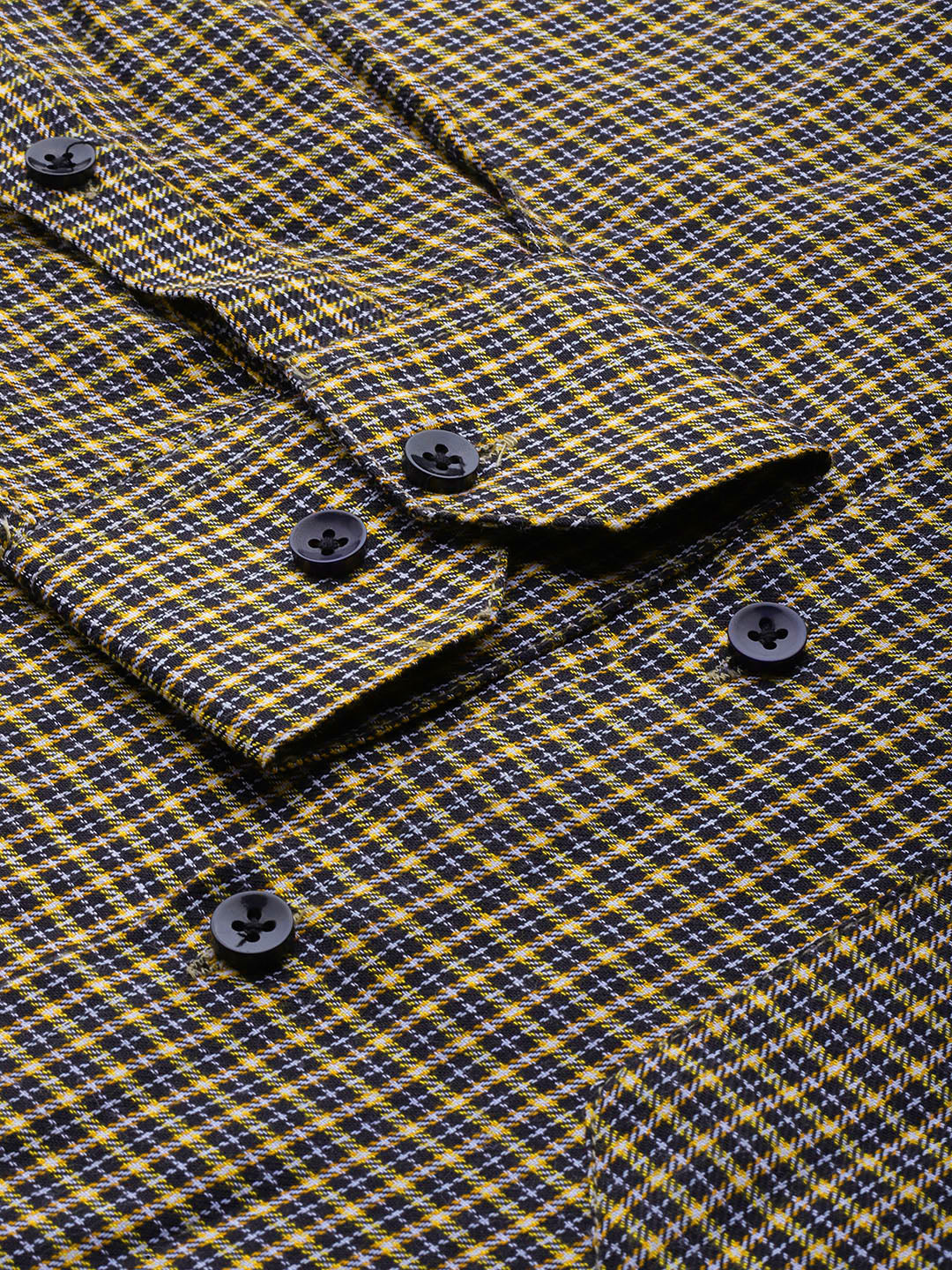 Indian Needle Men's Cotton Checked Formal Shirts ( SF 804Black )