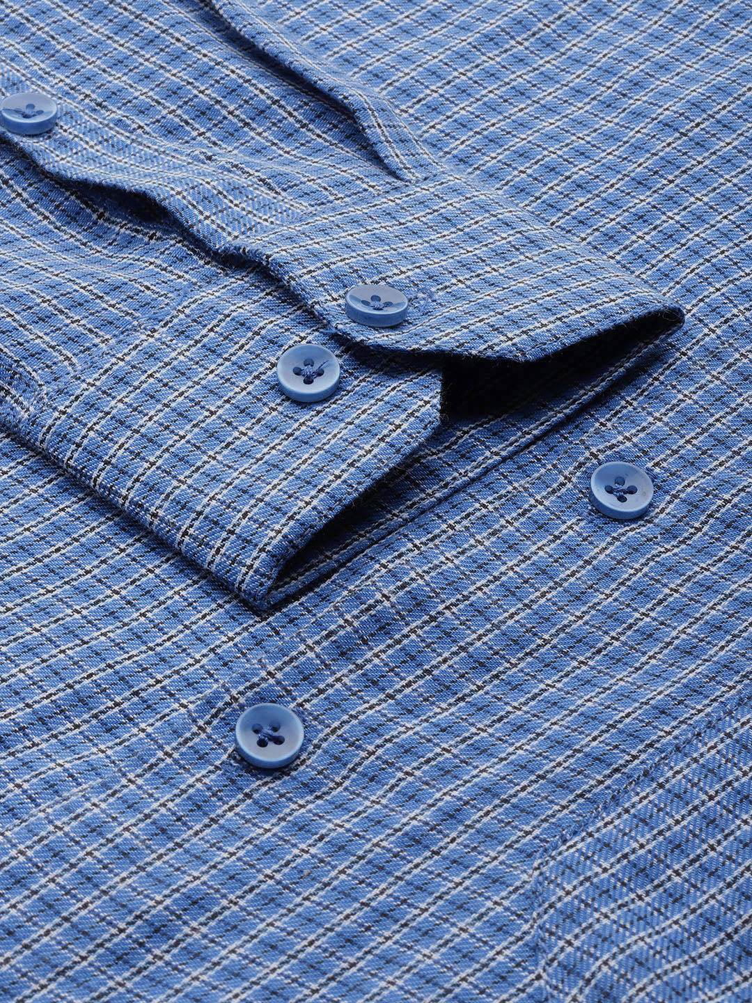 Indian Needle Men's Cotton Checked Formal Shirts ( SF 804Blue )