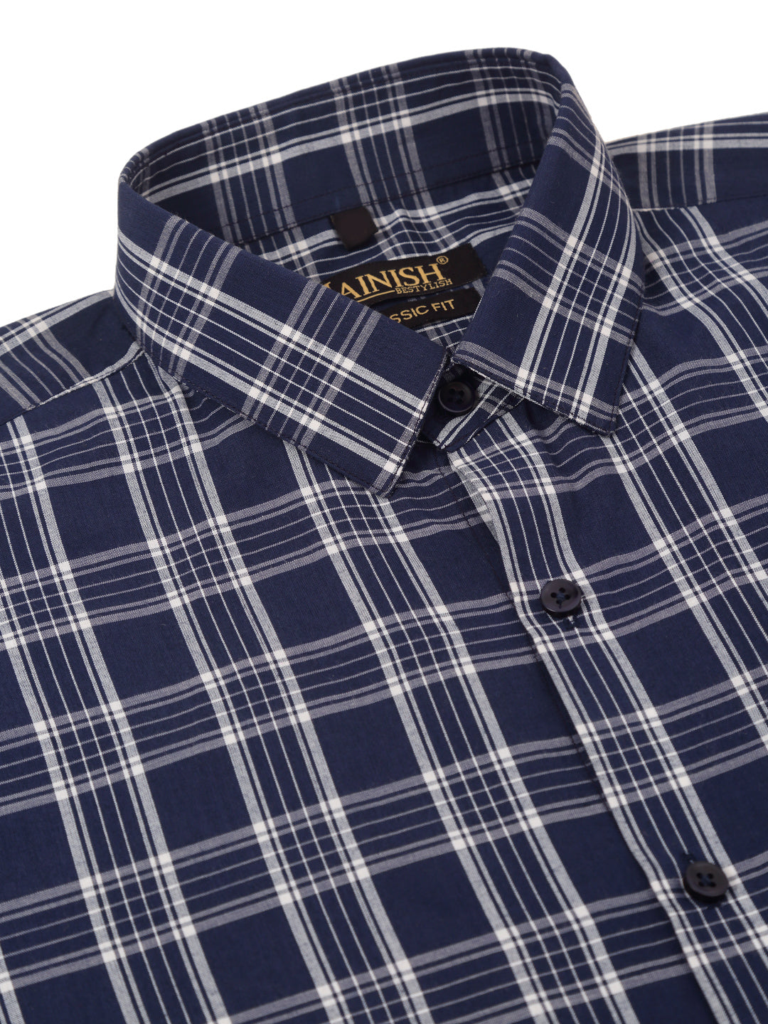 Indian Needle Men's Cotton Checked Half Sleeve Formal Shirts ( SF 808Blue )