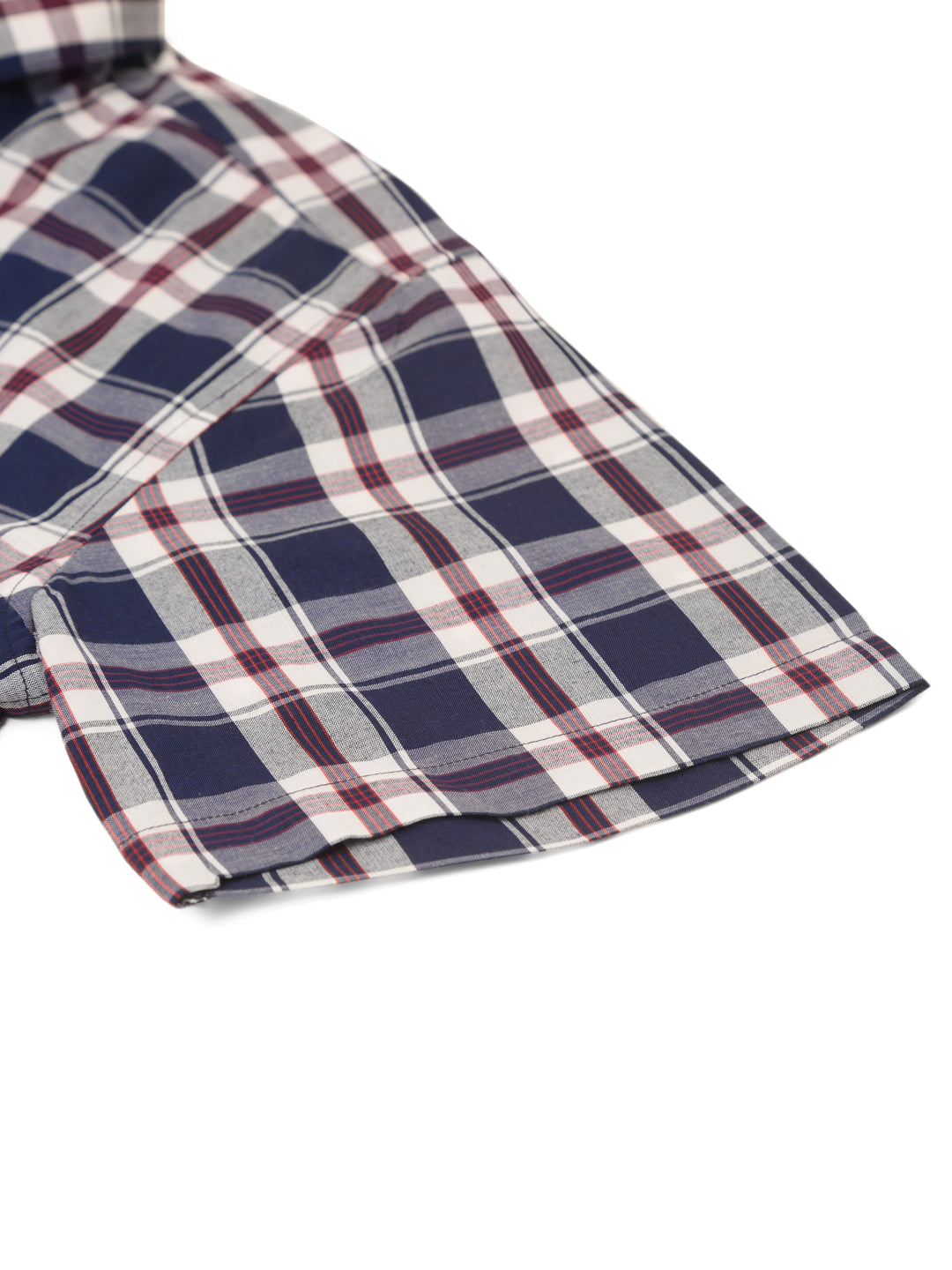 Indian Needle Men's Cotton Checked Half Sleeve Formal Shirts ( SF 808Navy )