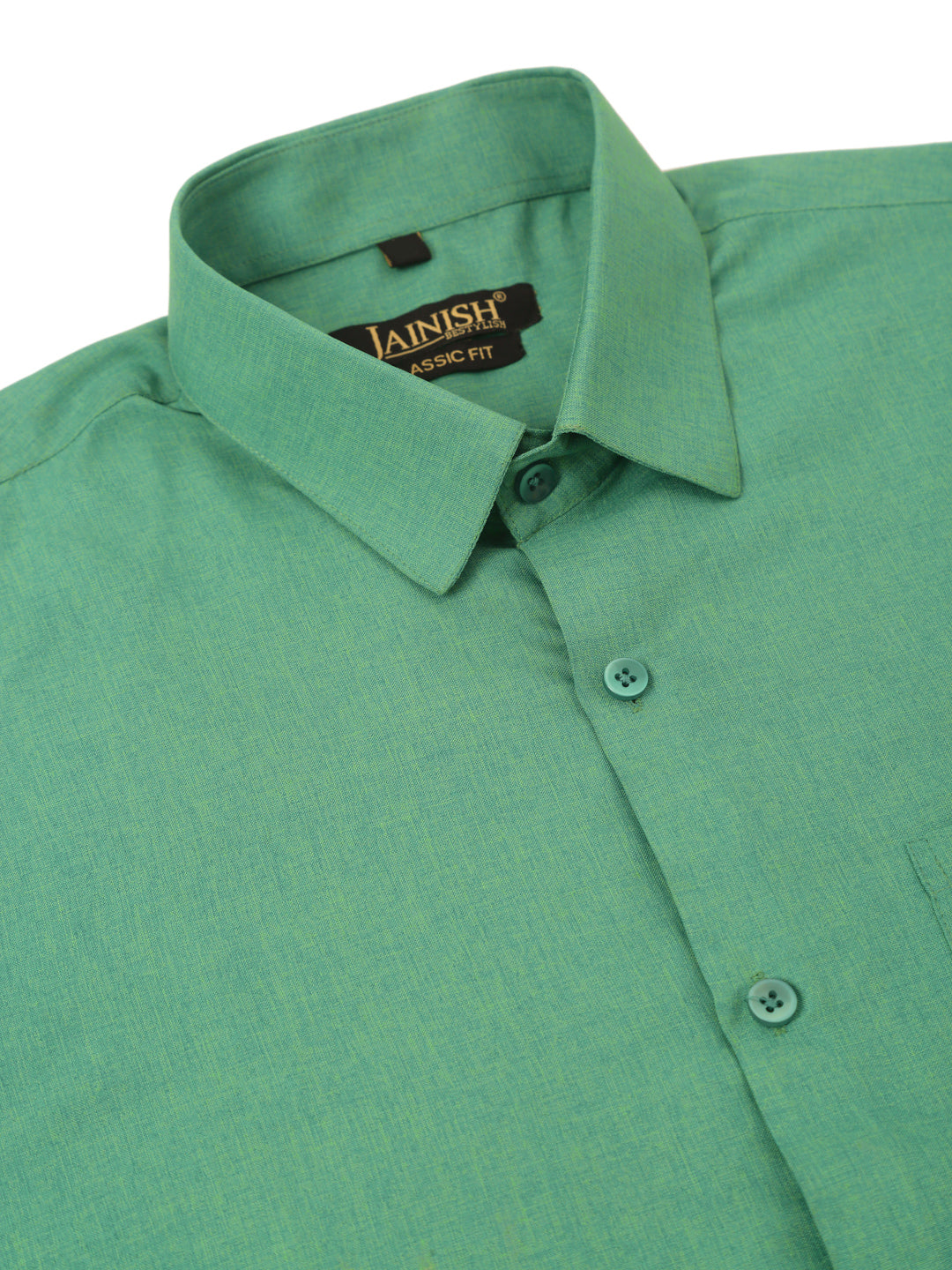 Indian Needle Men's Cotton Solid Half Sleeve Formal Shirts ( SF 811Green )