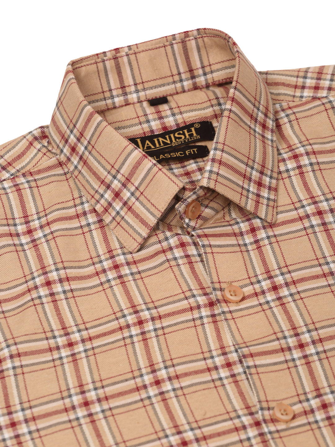 Indian Needle Men's Cotton Checked Half Sleeve Formal Shirts ( SF 815Brown )