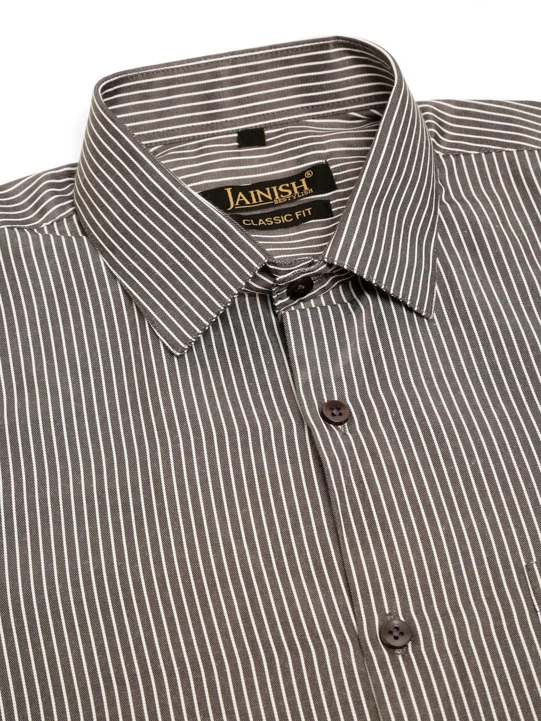 Men White Classic Striped Formal Shirt