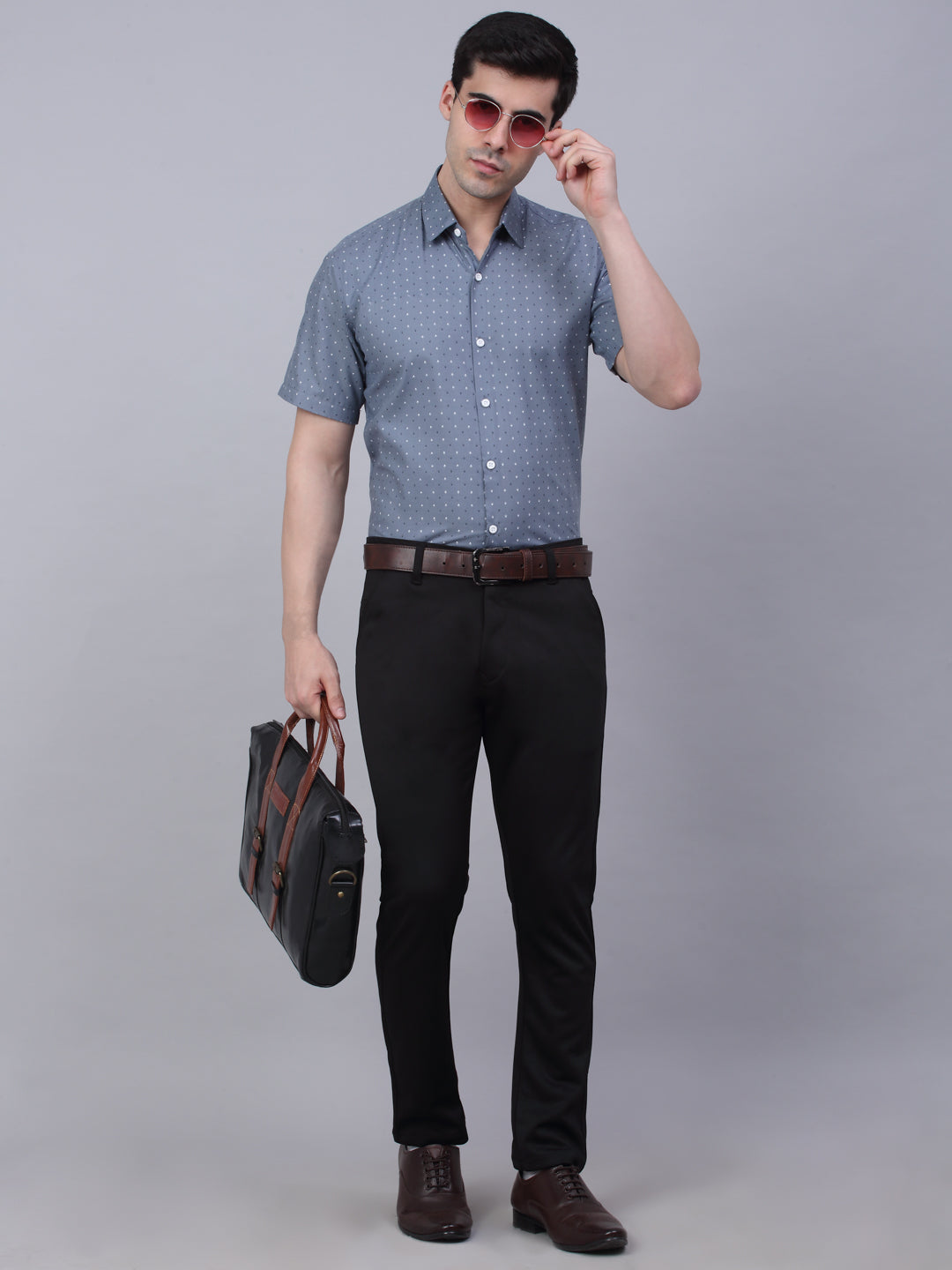 Indian Needle Men's Cotton Half Sleeve Printed Formal Shirts