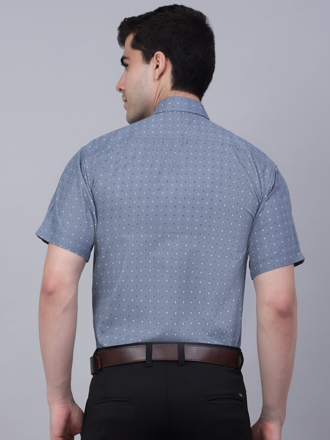 Indian Needle Men's Cotton Half Sleeve Printed Formal Shirts