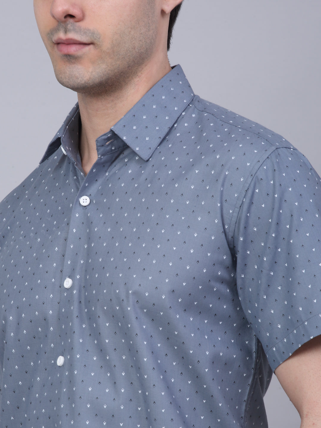 Indian Needle Men's Cotton Half Sleeve Printed Formal Shirts