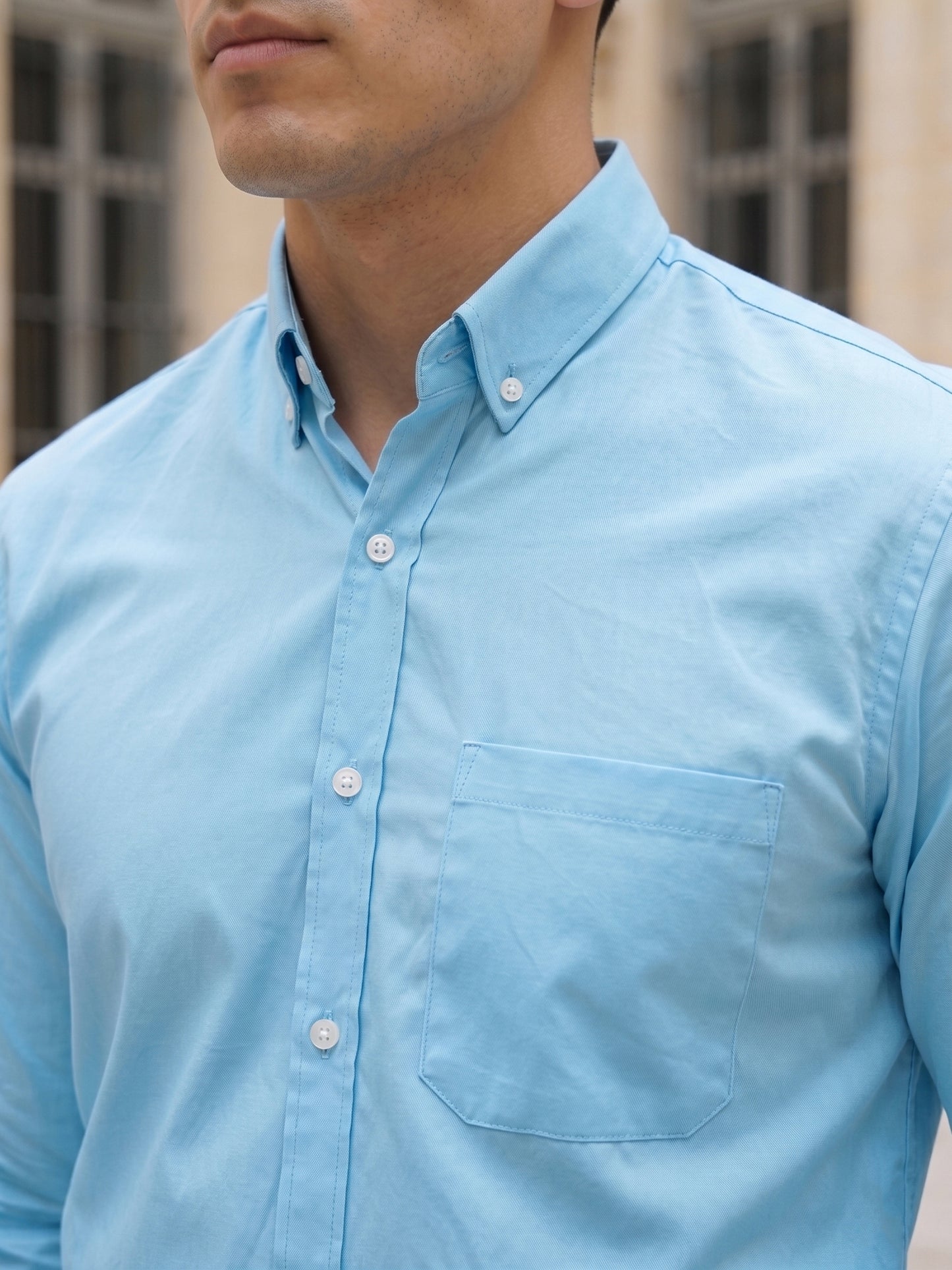 Men Regular Fit Solid Button-Down Collar Formal Shirt ( RDSH 9042Sky )